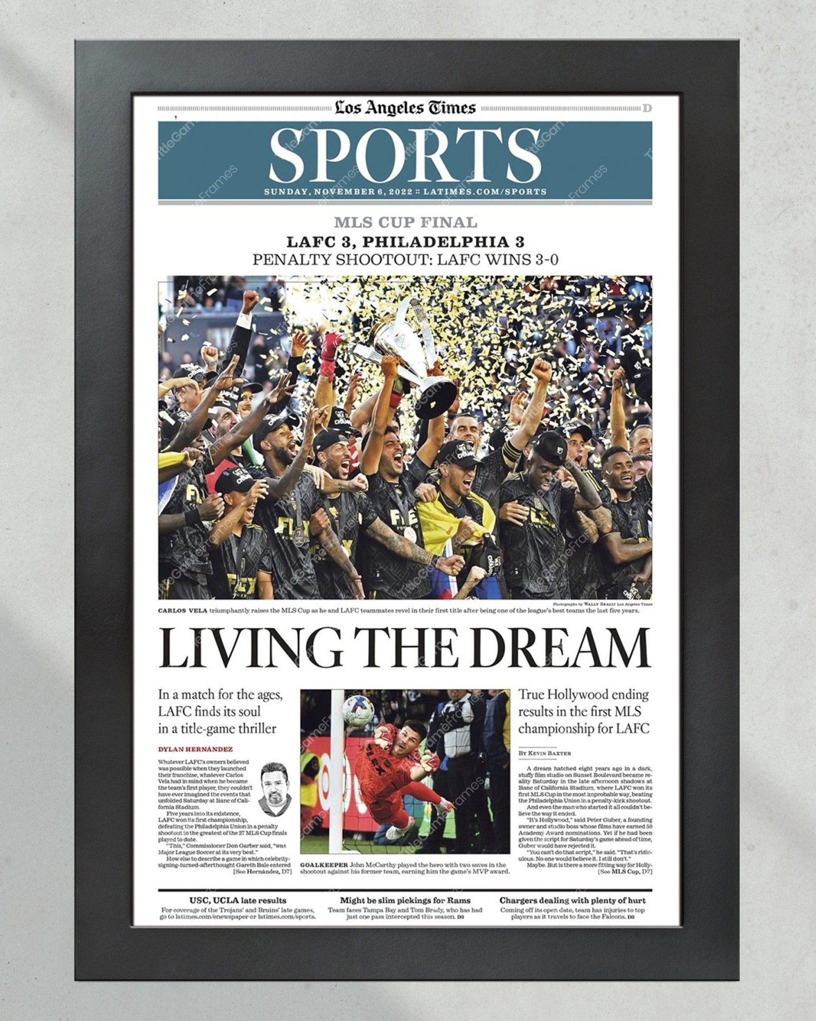 2022 LAFC Los Angeles Football Club MLS Championship Framed Front Page Newspaper - Title Game Frames
