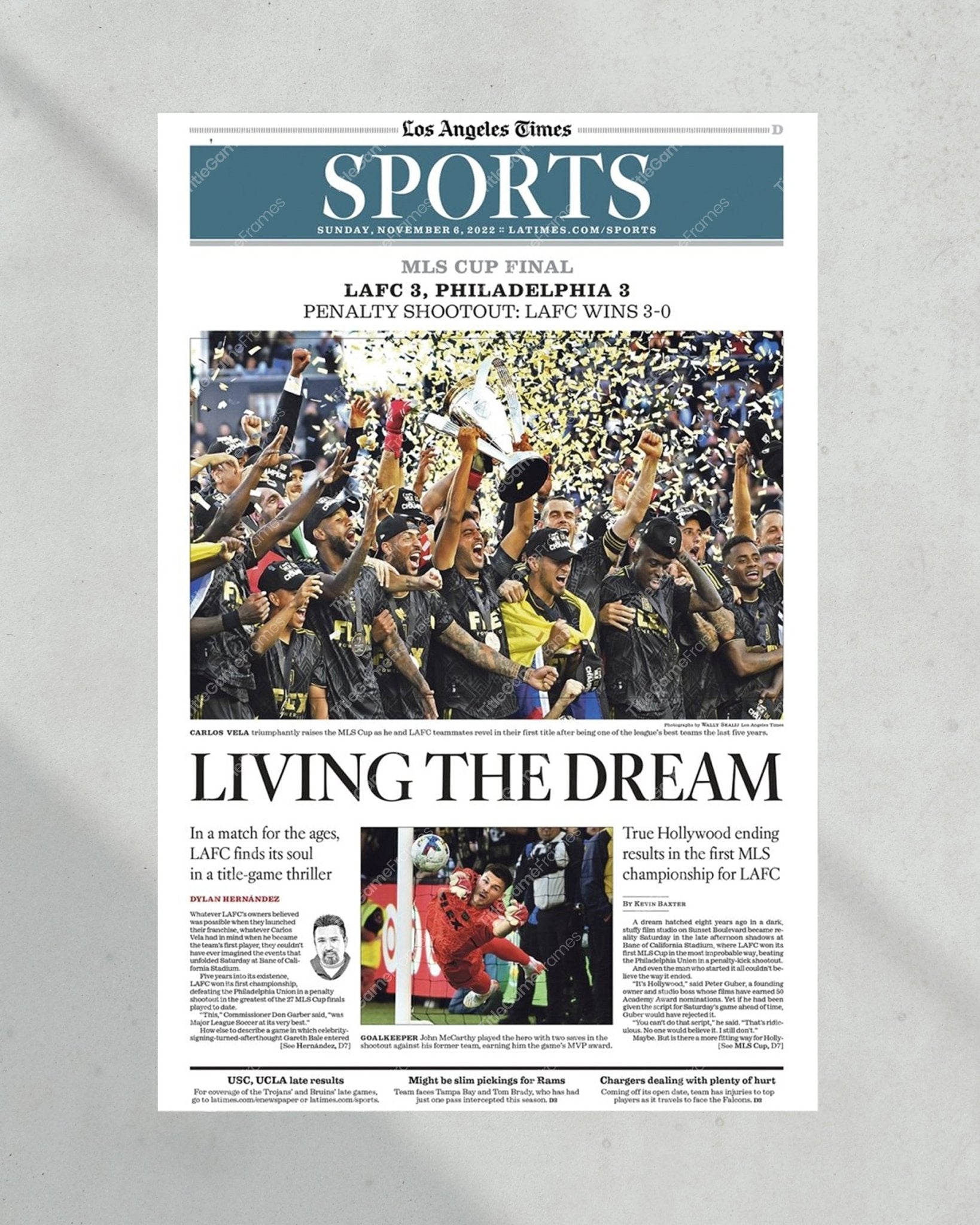2022 LAFC Los Angeles Football Club MLS Championship Framed Front Page Newspaper - Title Game Frames