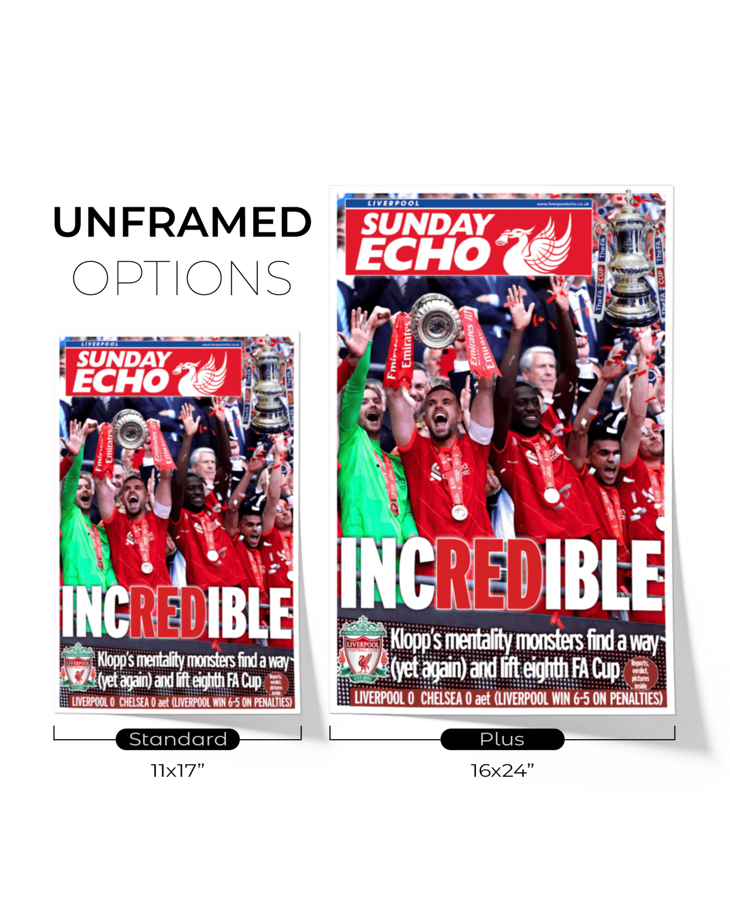 2022 Liverpool FC "INCREDIBLE" Domestic Double FA Cup Triumph Framed Newspaper - TitleGameFrames.com