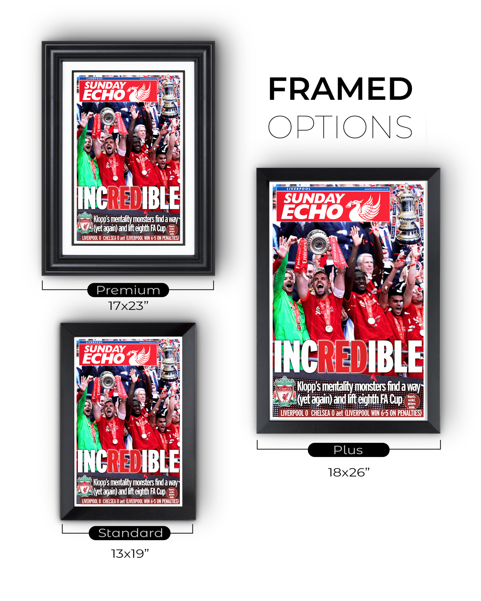 2022 Liverpool FC "INCREDIBLE" Domestic Double FA Cup Triumph Framed Newspaper - TitleGameFrames.com