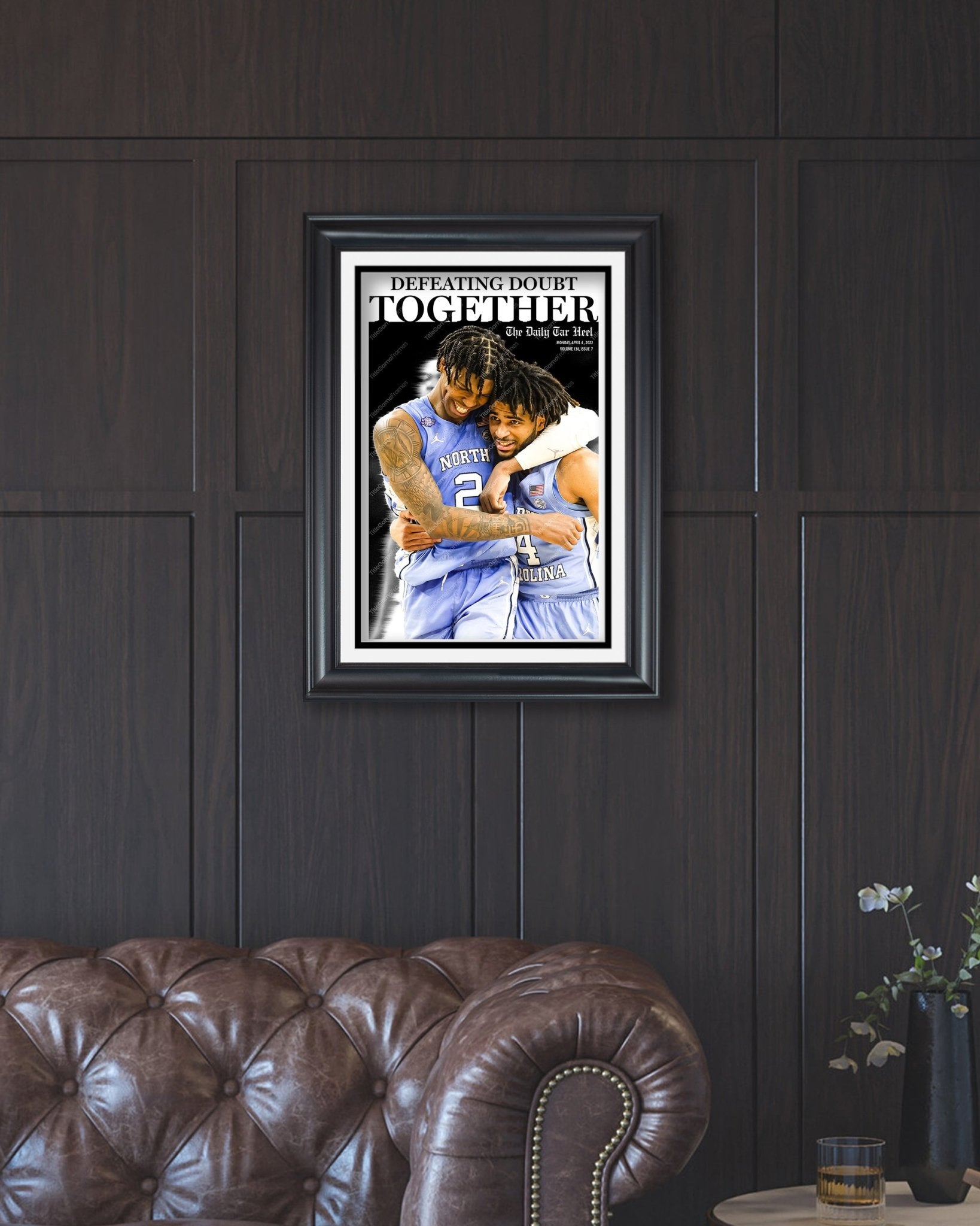 2022 North Carolina Tar Heels vs Duke Final Four Framed Front Page Newspaper Print - Title Game Frames