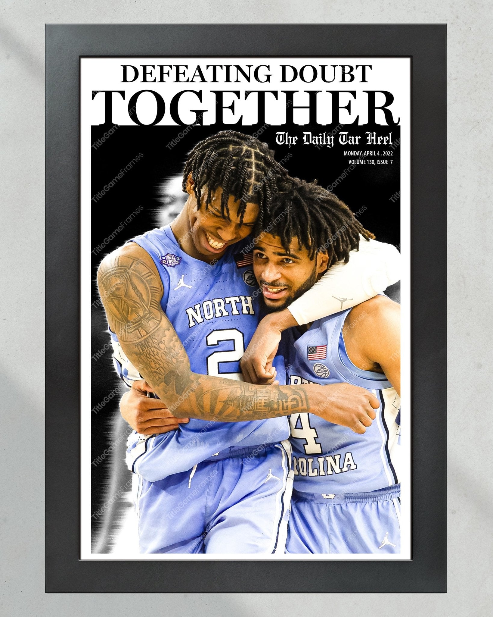 2022 North Carolina Tar Heels vs Duke Final Four Framed Front Page Newspaper Print - Title Game Frames