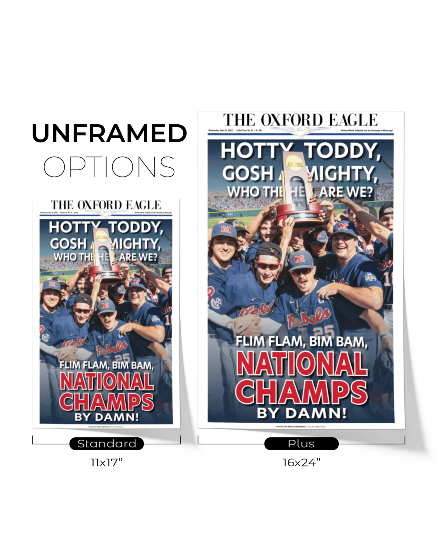 2022 Ole Miss Rebels Mens' College World Series Champions 'HOTTY TODDY' Framed Newspaper - TitleGameFrames.com