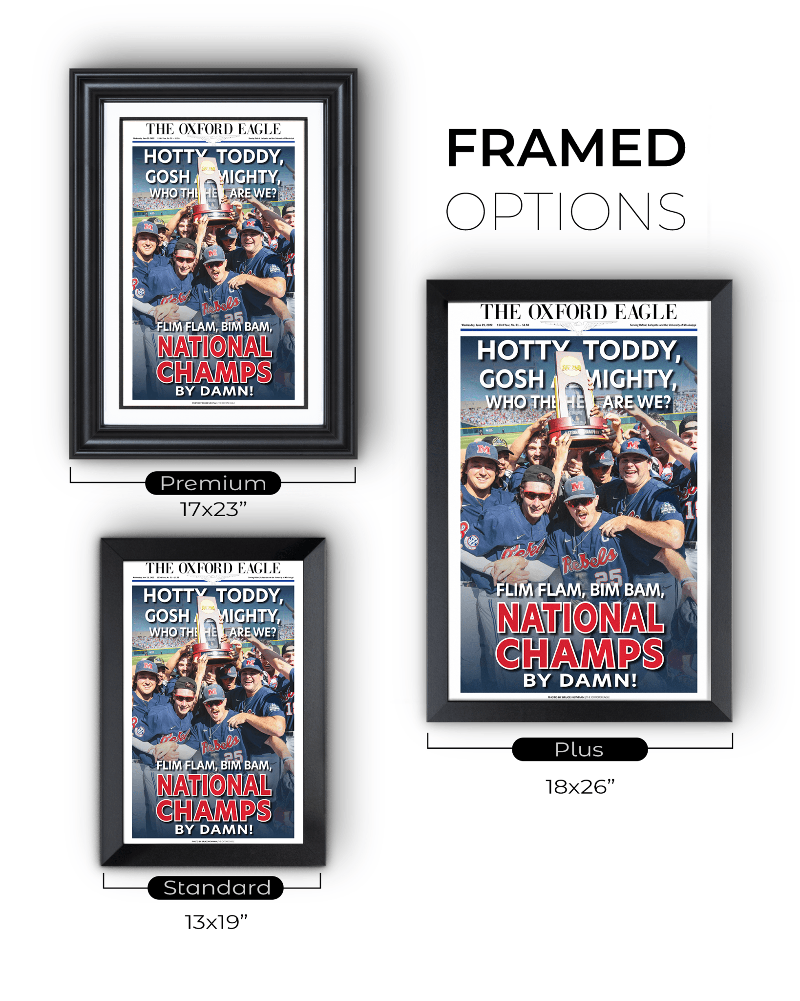 2022 Ole Miss Rebels Mens' College World Series Champions 'HOTTY TODDY' Framed Newspaper - TitleGameFrames.com