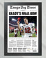 2022 Tom Brady Retirement Framed Front Page Newspaper Print - Title Game Frames