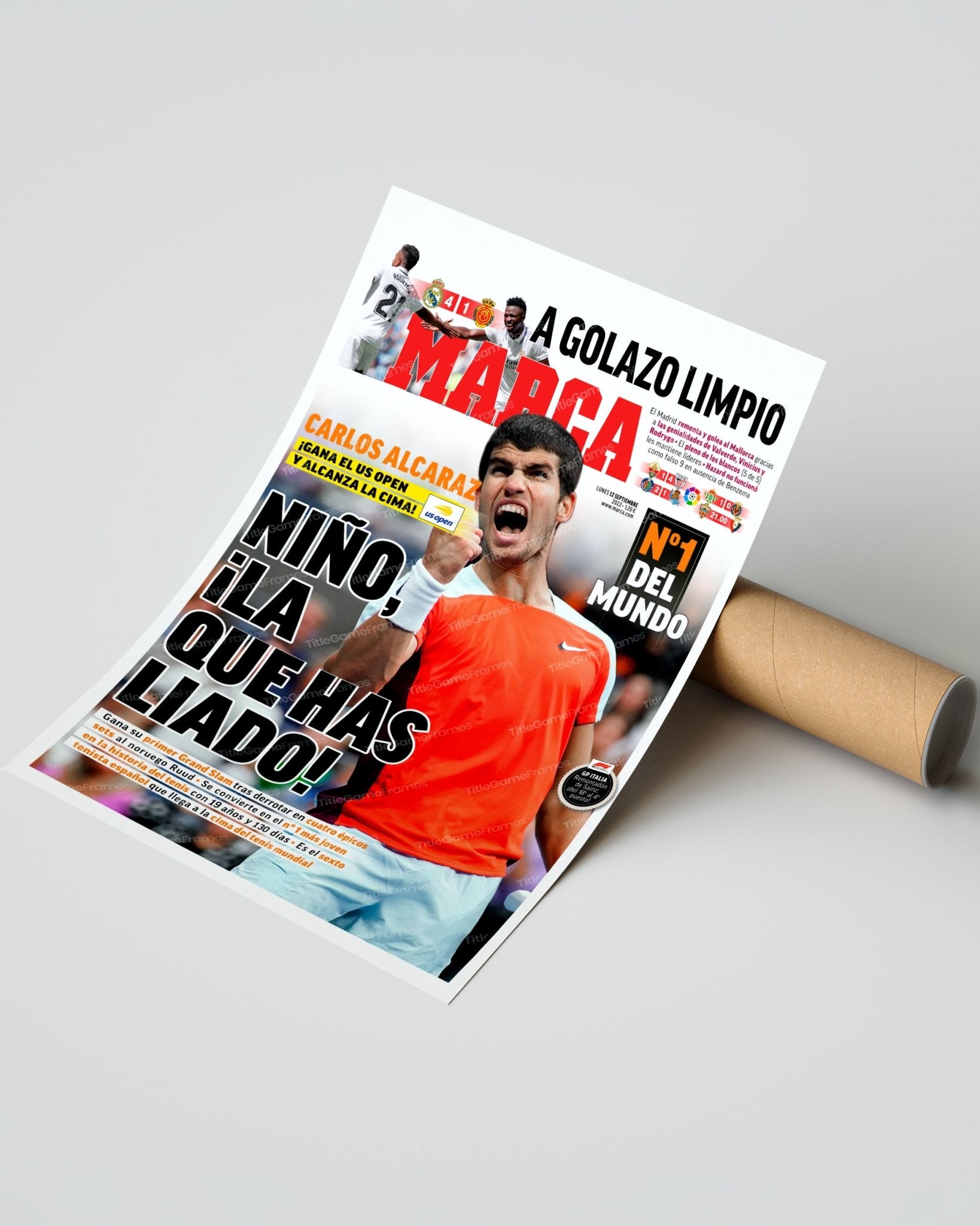 2022 US Open Tennis Champion Carlos Alcaraz - Title Game Frames
