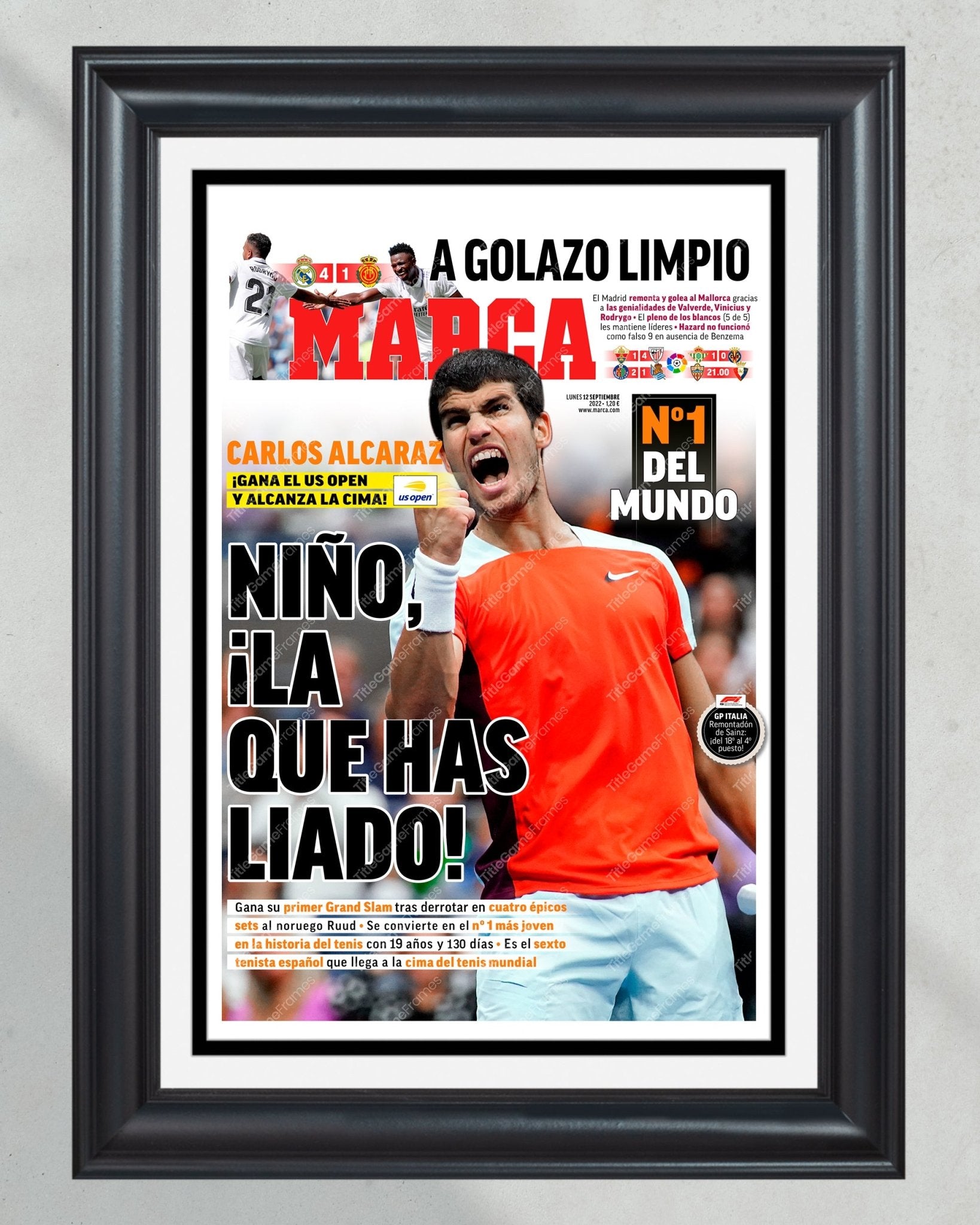 2022 US Open Tennis Champion Carlos Alcaraz - Title Game Frames