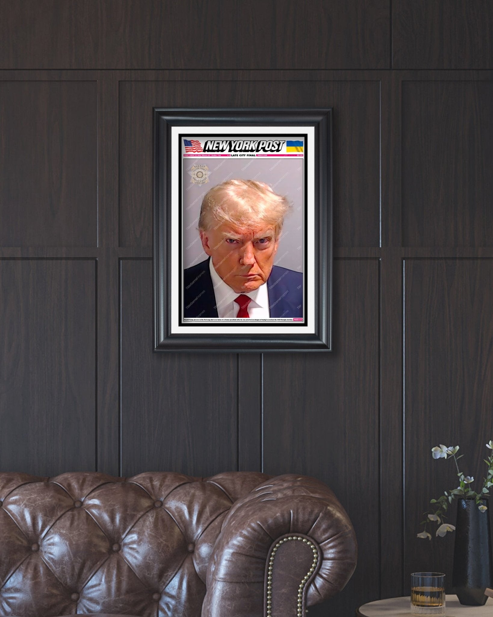 2023 Donald Trump's Epic 'Mug Shot' Framed Newspaper - TitleGameFrames.com