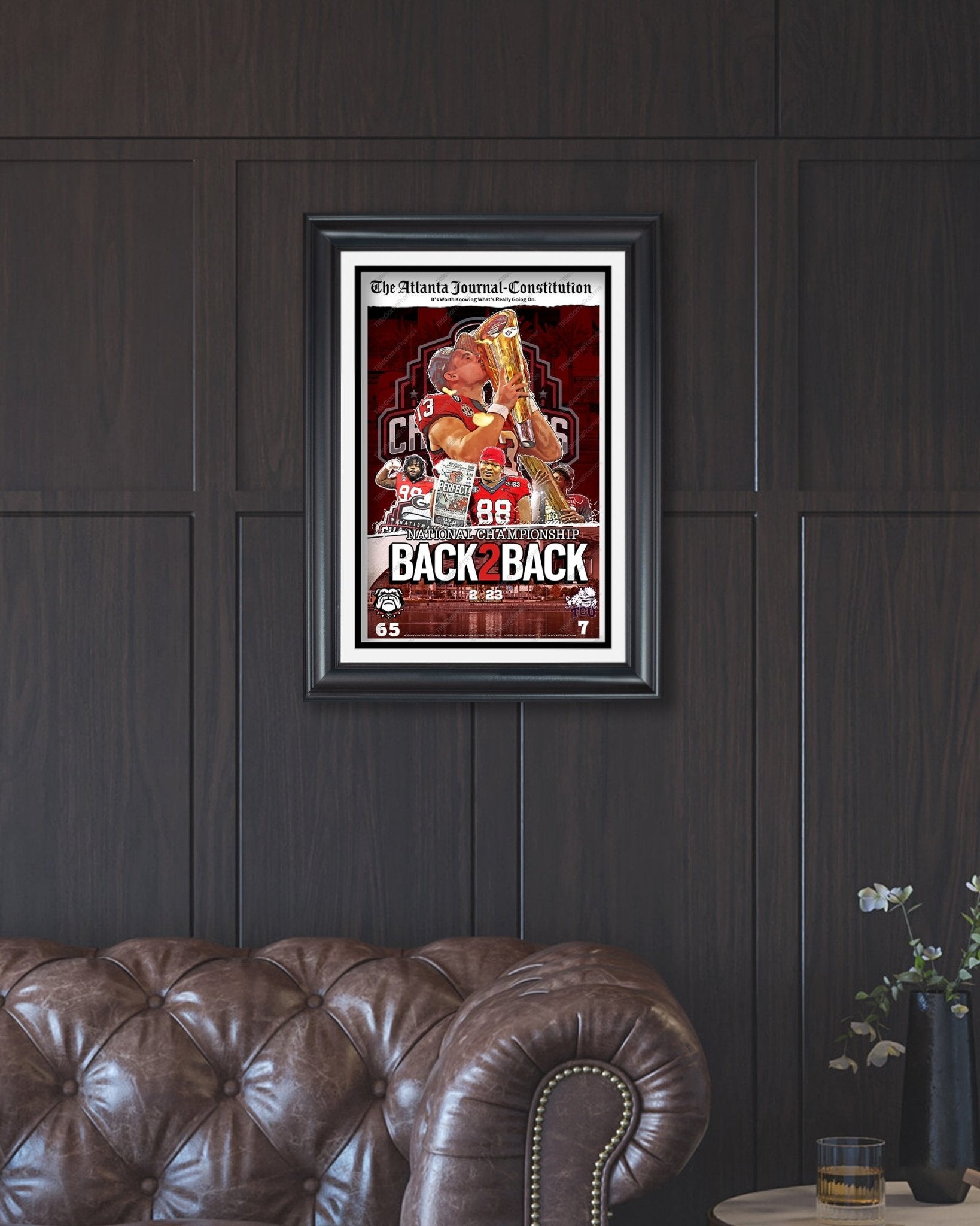 2023 Georgia Bulldogs 'Back 2 Back' College Football National Champions Framed Newspaper (Copy) - TitleGameFrames.com