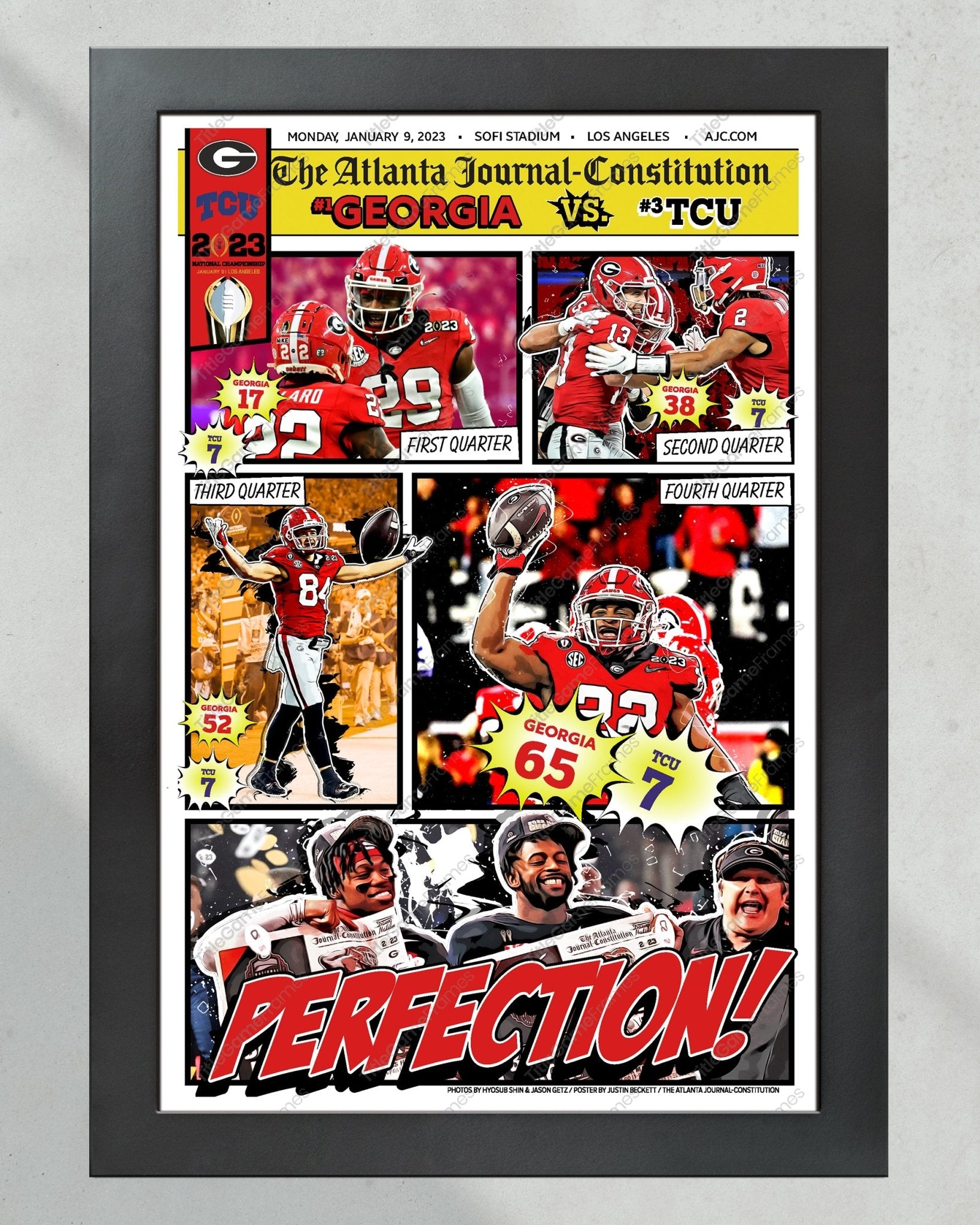 2023 Georgia Bulldogs 'Comic Strip' College Football National Champions Framed Front Page Newspaper Print - TitleGameFrames.com