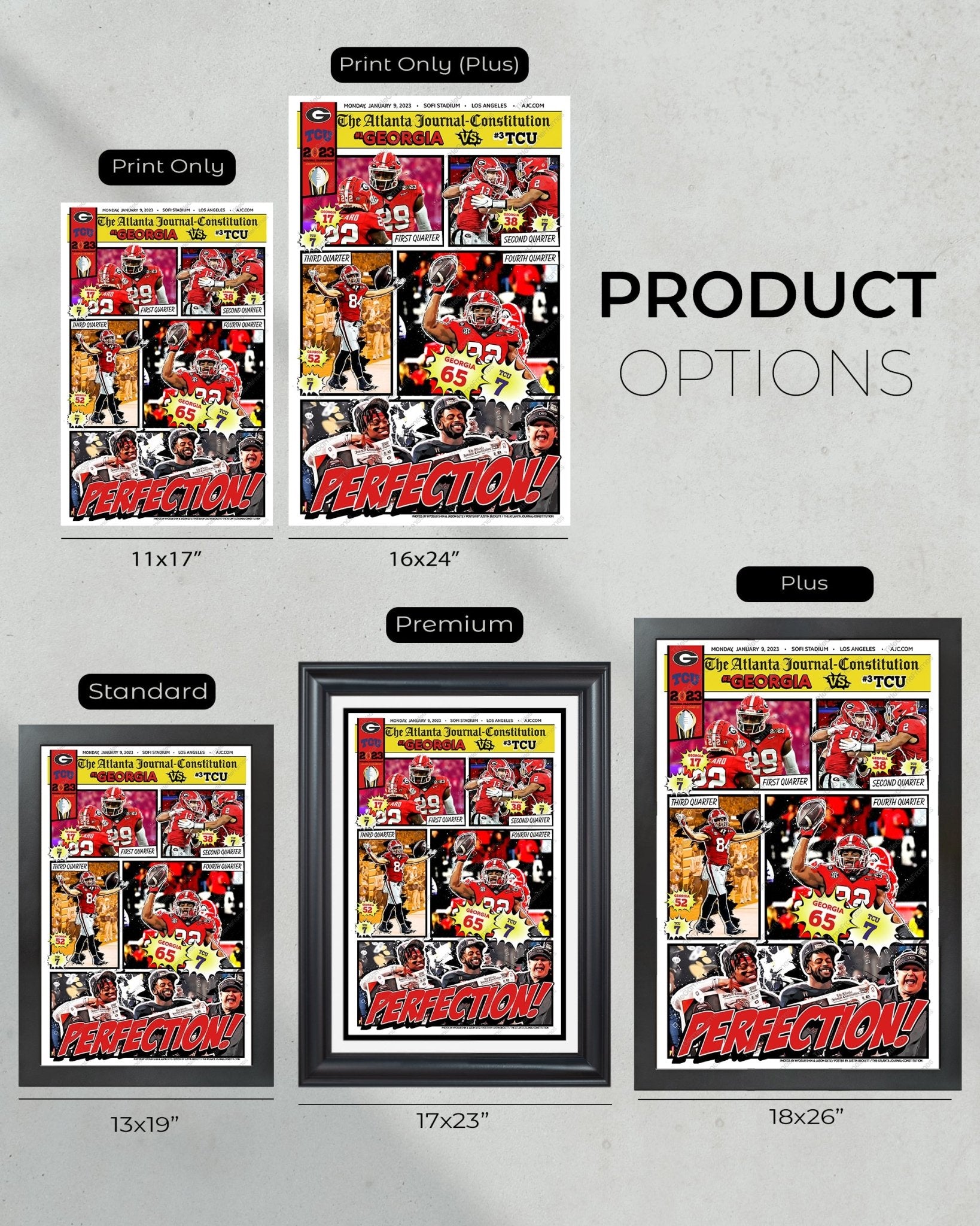 2023 Georgia Bulldogs 'Comic Strip' College Football National Champions Framed Front Page Newspaper Print - TitleGameFrames.com