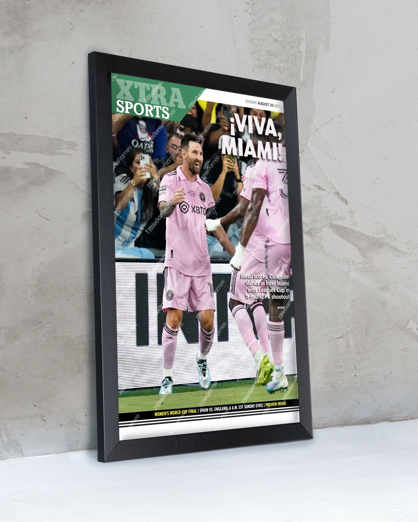 2023 Inter Miami CF Leagues Cup Champions 'VIVA MIAMI!' Framed Newspaper - Title Game Frames