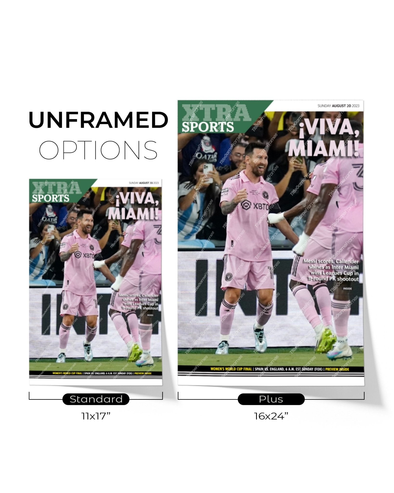 2023 Inter Miami CF Leagues Cup Champions 'VIVA MIAMI!' Framed Newspaper - Title Game Frames
