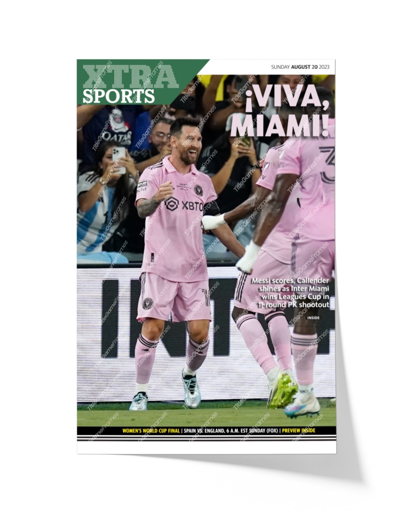 2023 Inter Miami CF Leagues Cup Champions 'VIVA MIAMI!' Framed Newspaper - Title Game Frames