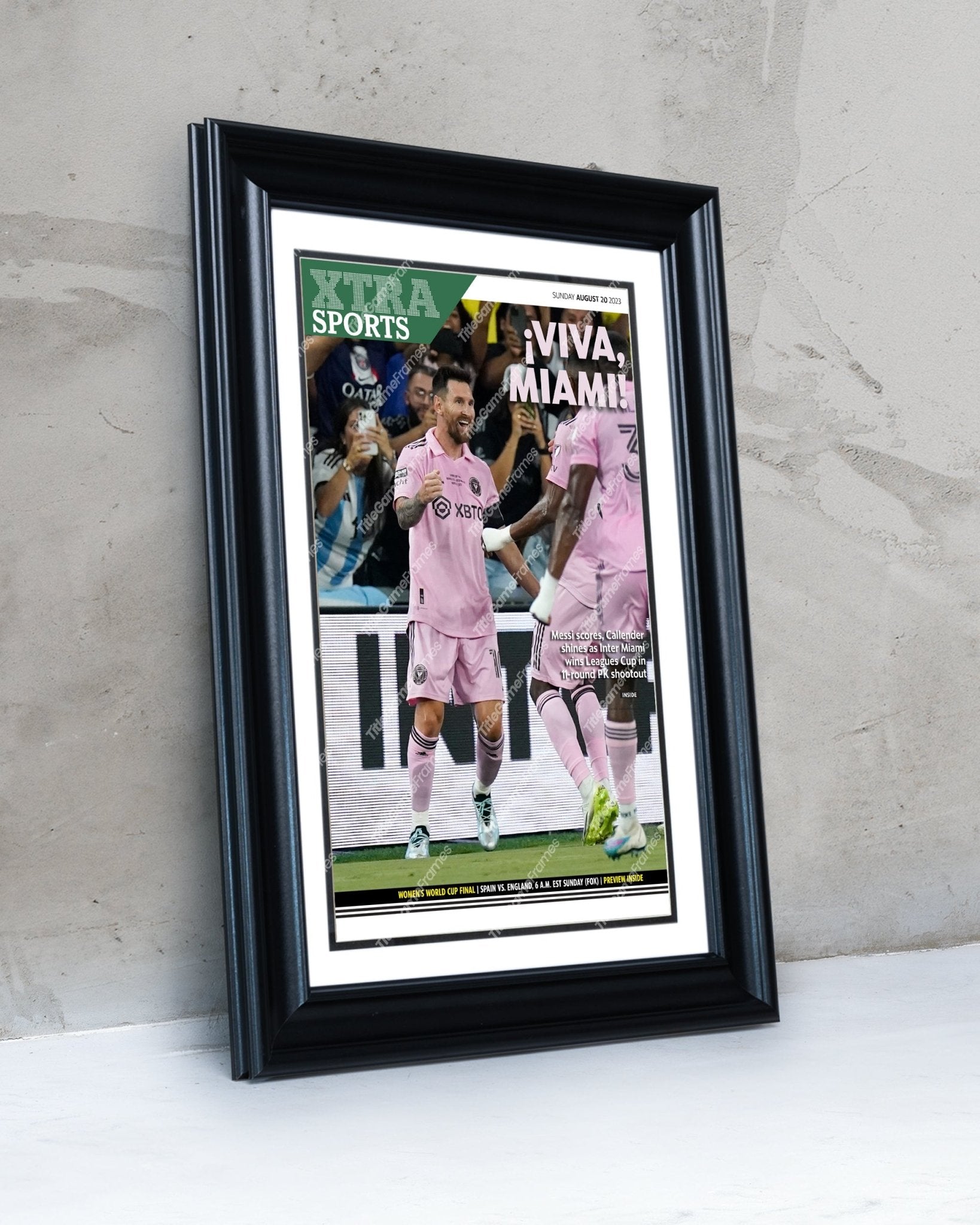 2023 Inter Miami CF Leagues Cup Champions 'VIVA MIAMI!' Framed Newspaper - Title Game Frames