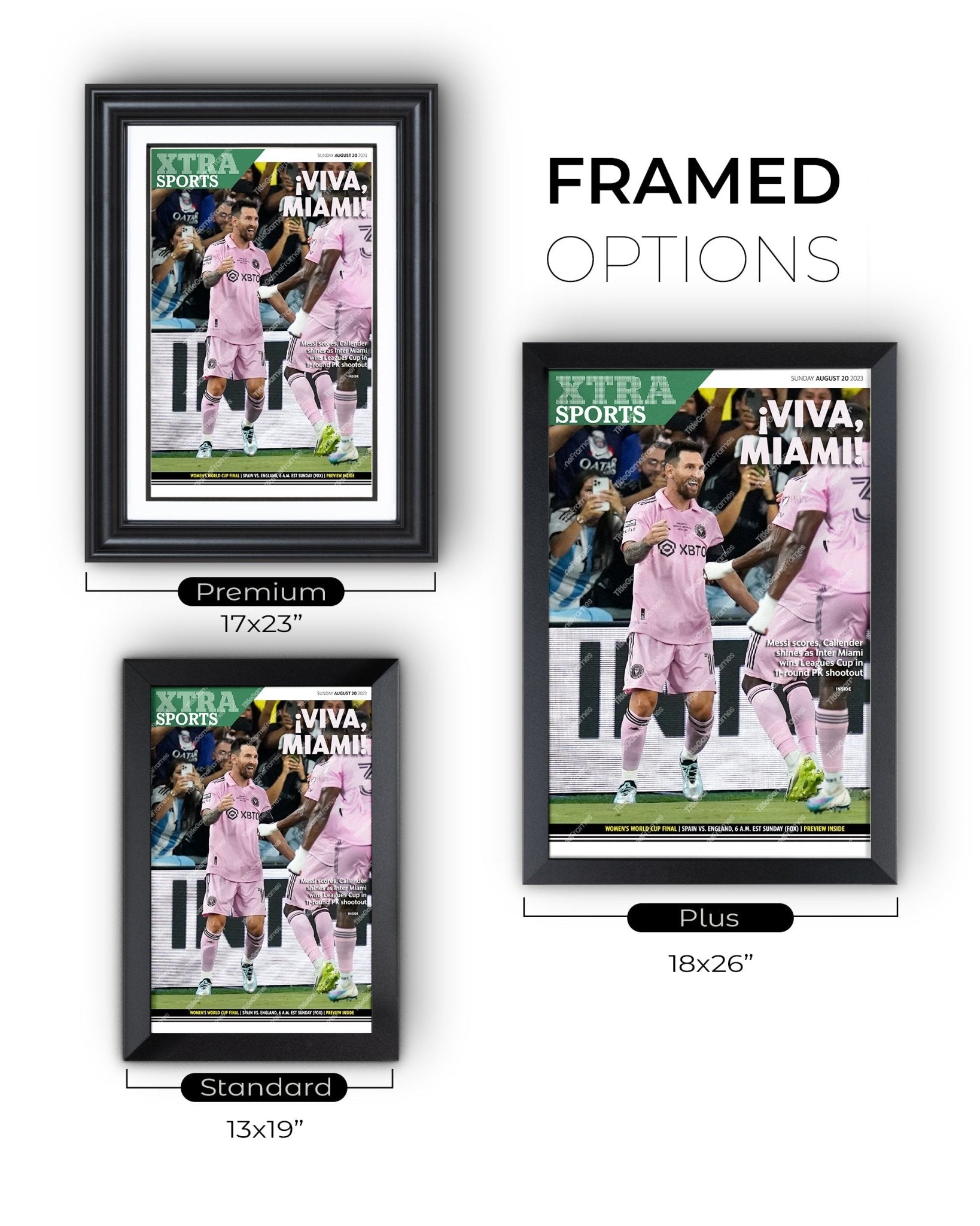 2023 Inter Miami CF Leagues Cup Champions 'VIVA MIAMI!' Framed Newspaper - Title Game Frames
