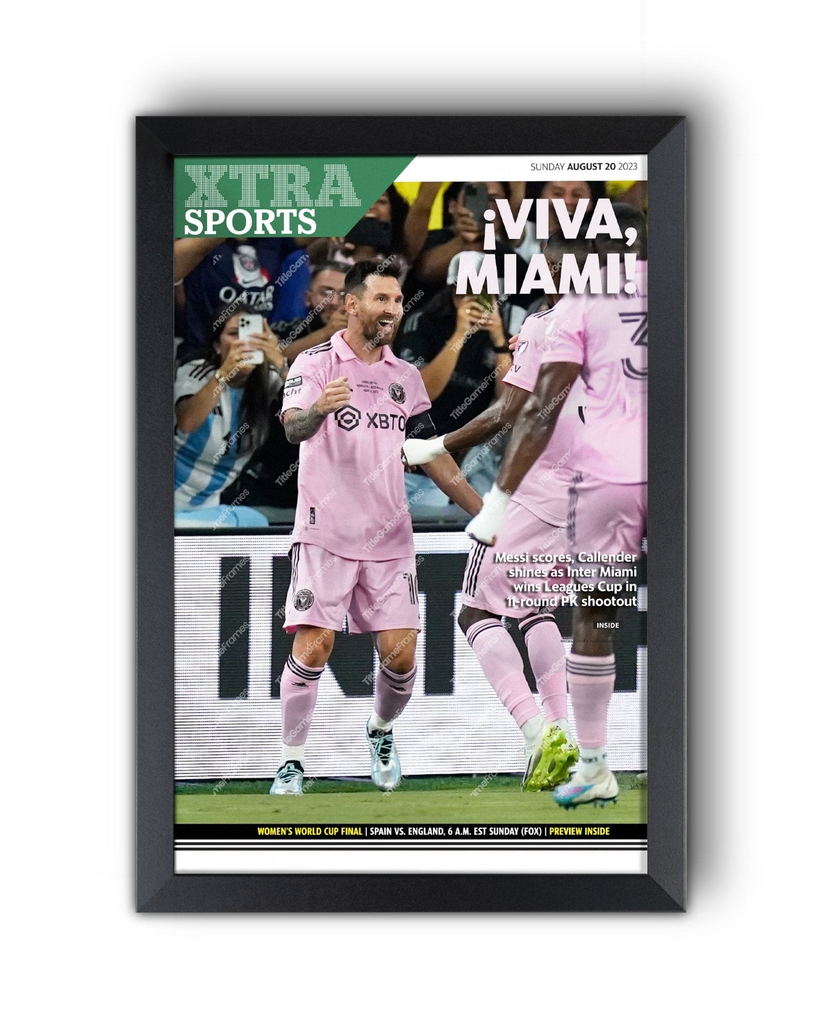 2023 Inter Miami CF Leagues Cup Champions 'VIVA MIAMI!' Framed Newspaper - Title Game Frames