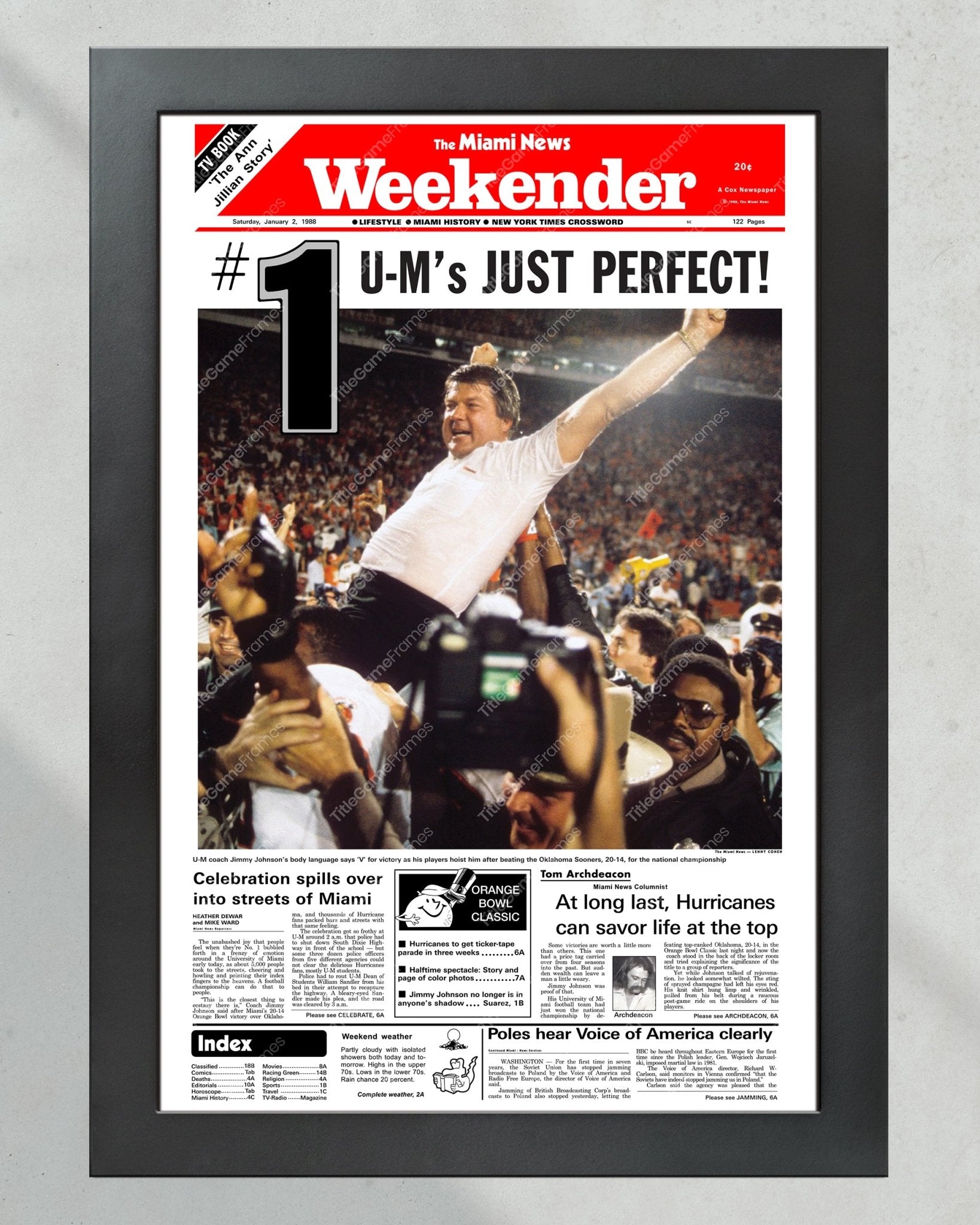 2023 Inter Miami CF Leagues Cup Champions 'VIVA MIAMI!' Framed Newspaper (Copy) - Title Game Frames