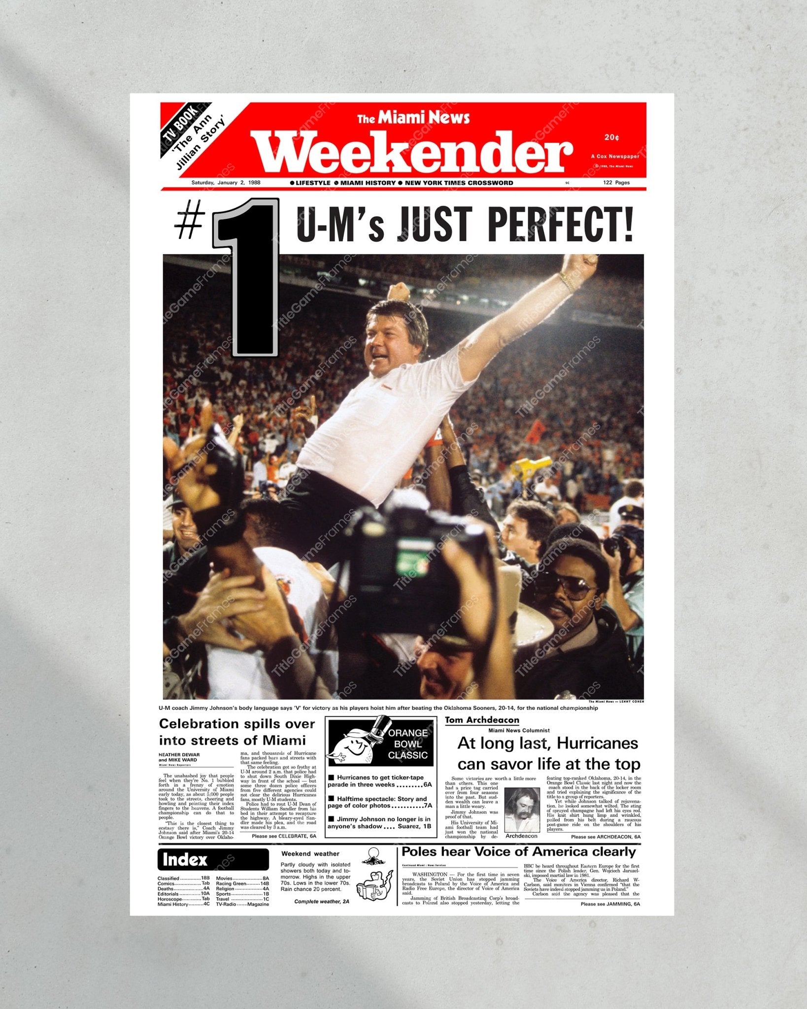 2023 Inter Miami CF Leagues Cup Champions 'VIVA MIAMI!' Framed Newspaper (Copy) - Title Game Frames
