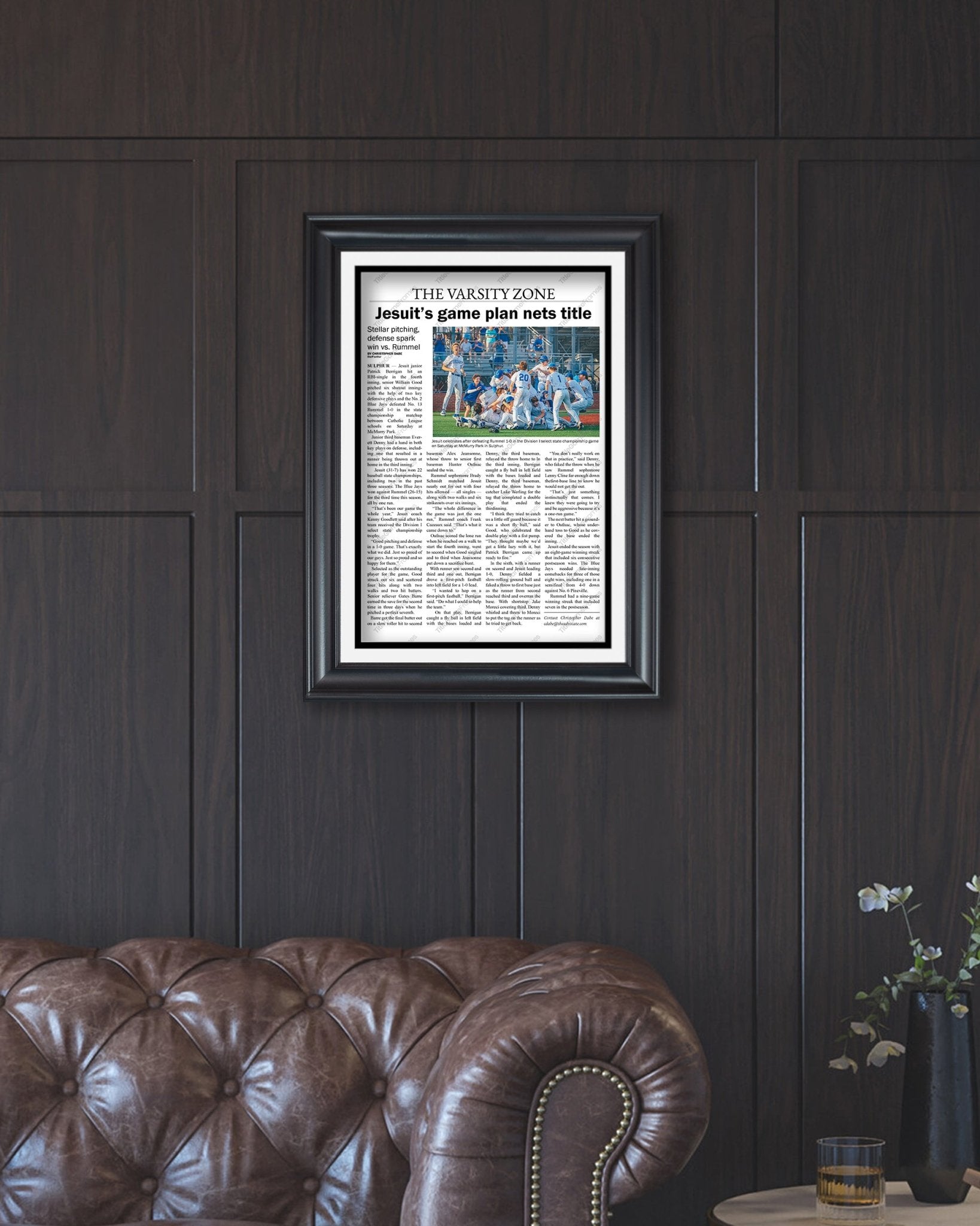 2023 Jesuit Baseball D1 State Championship Framed Newspaper - TitleGameFrames.com