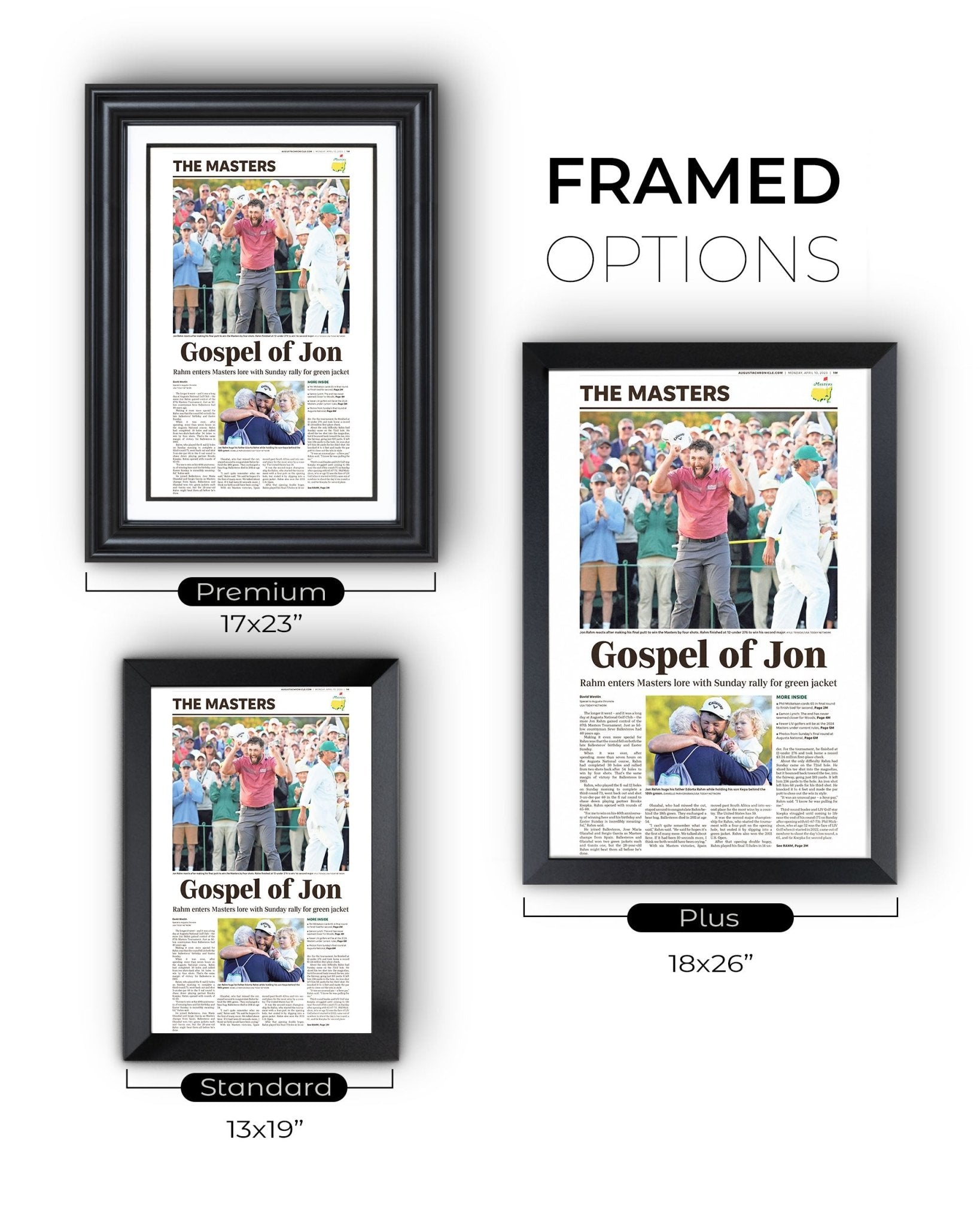 2023 Jon Rahm Masters Champion 'Gospel of Jon' Framed Newspaper - TitleGameFrames.com