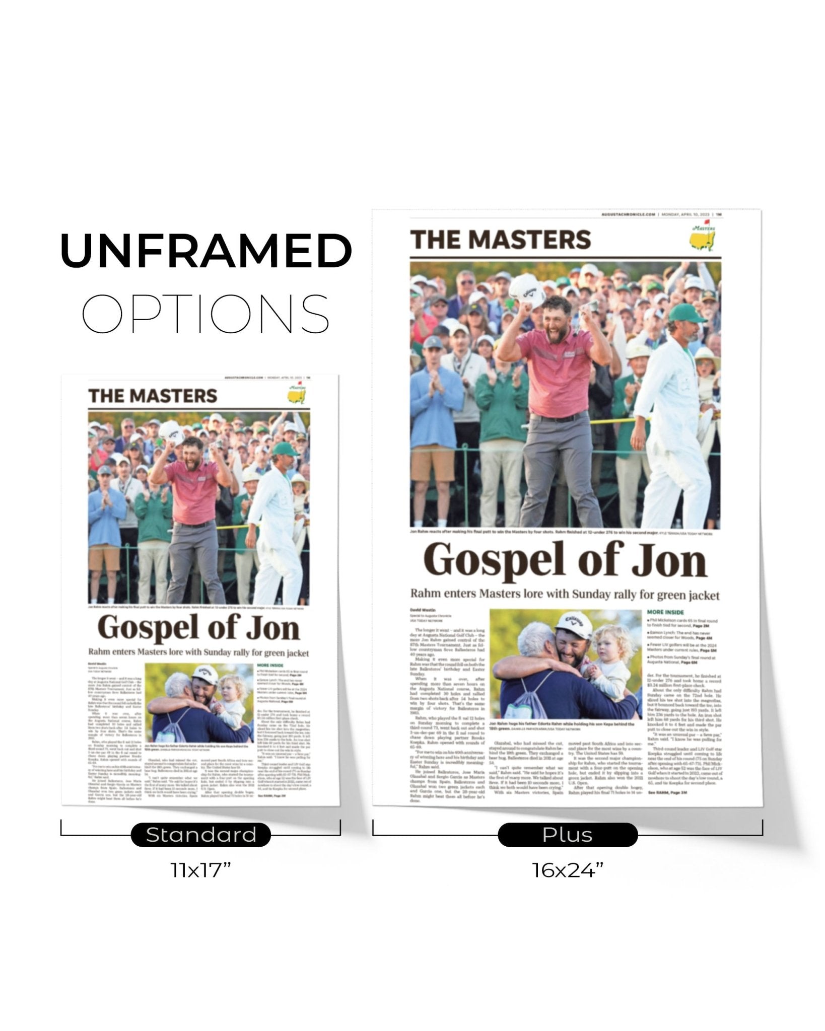 2023 Jon Rahm Masters Champion 'Gospel of Jon' Framed Newspaper - TitleGameFrames.com
