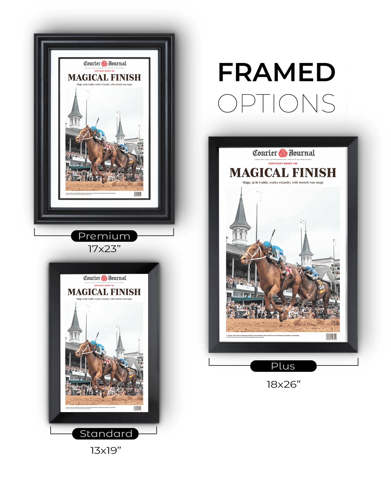 2023 Kentucky Derby “MAGICAL FINISH” Mage Winning Horse Framed Newspaper - TitleGameFrames.com