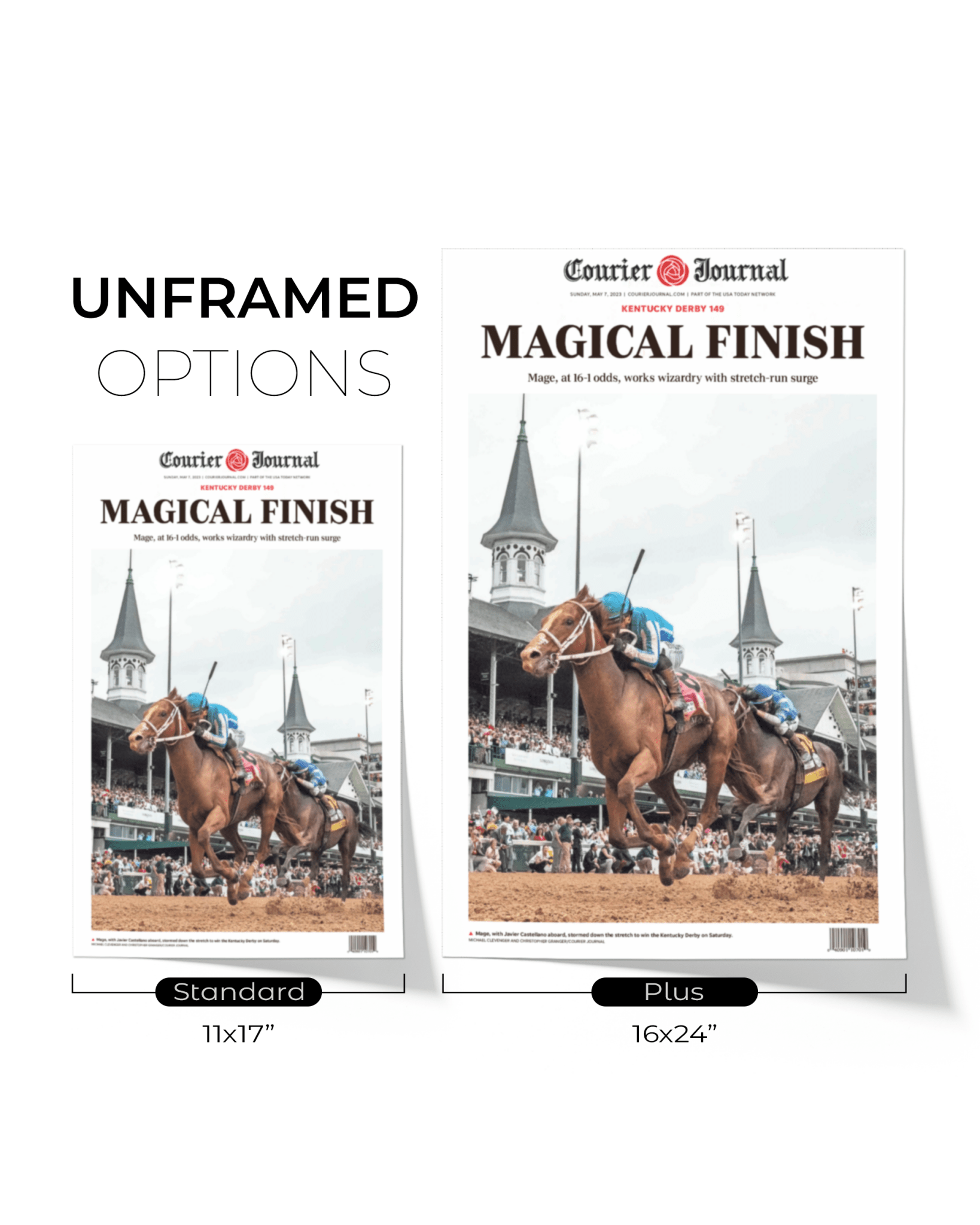 2023 Kentucky Derby “MAGICAL FINISH” Mage Winning Horse Framed Newspaper - TitleGameFrames.com