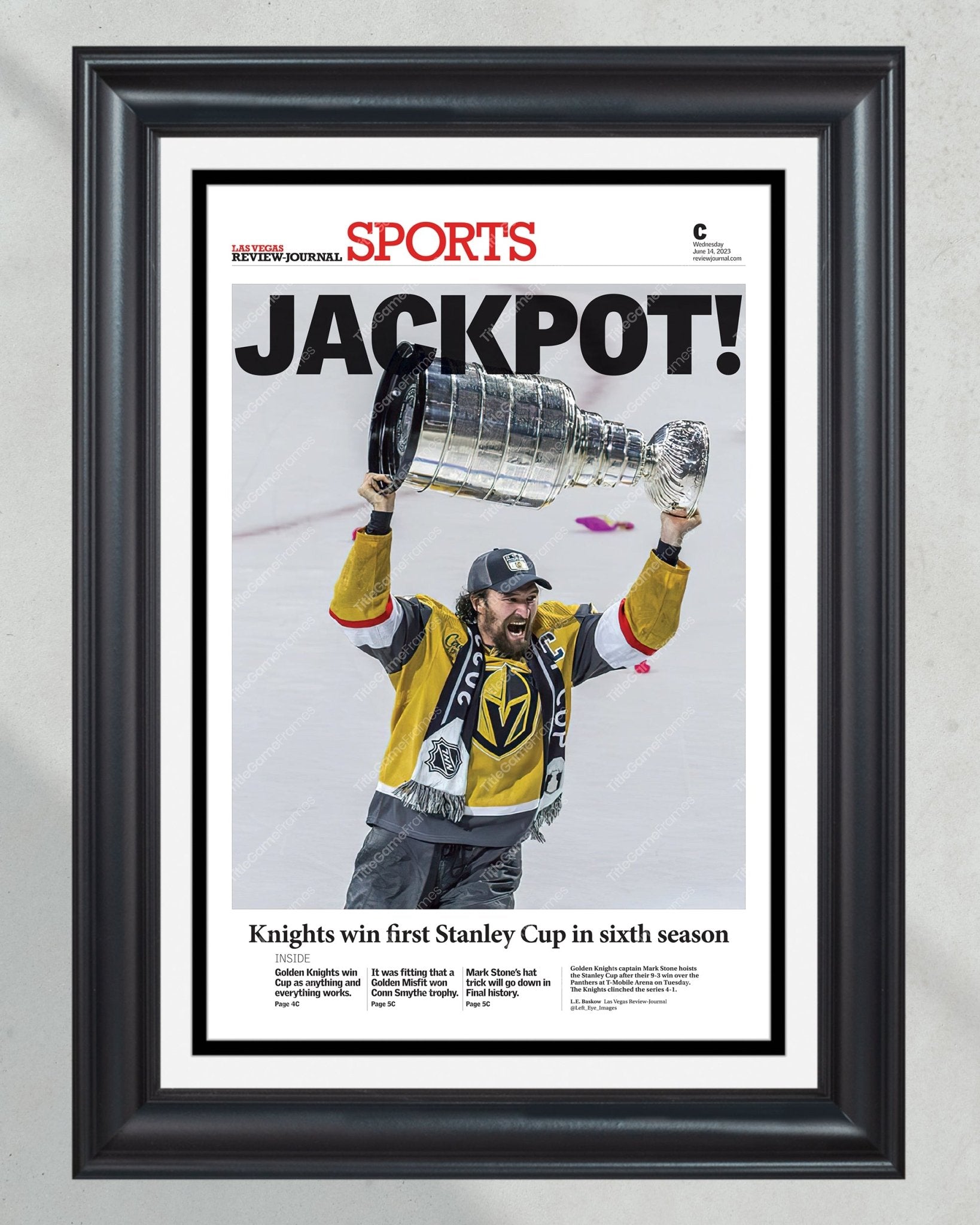 2023 Las Vegas Golden Knights 'JACKPOT!' Mark Stone Commemorative Newspaper - TitleGameFrames.com