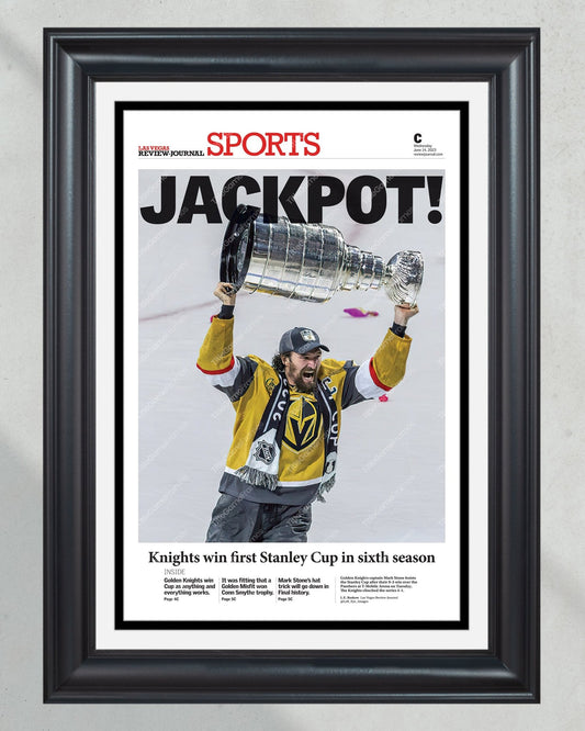 2023 Las Vegas Golden Knights 'JACKPOT!' Mark Stone Commemorative Newspaper - TitleGameFrames.com
