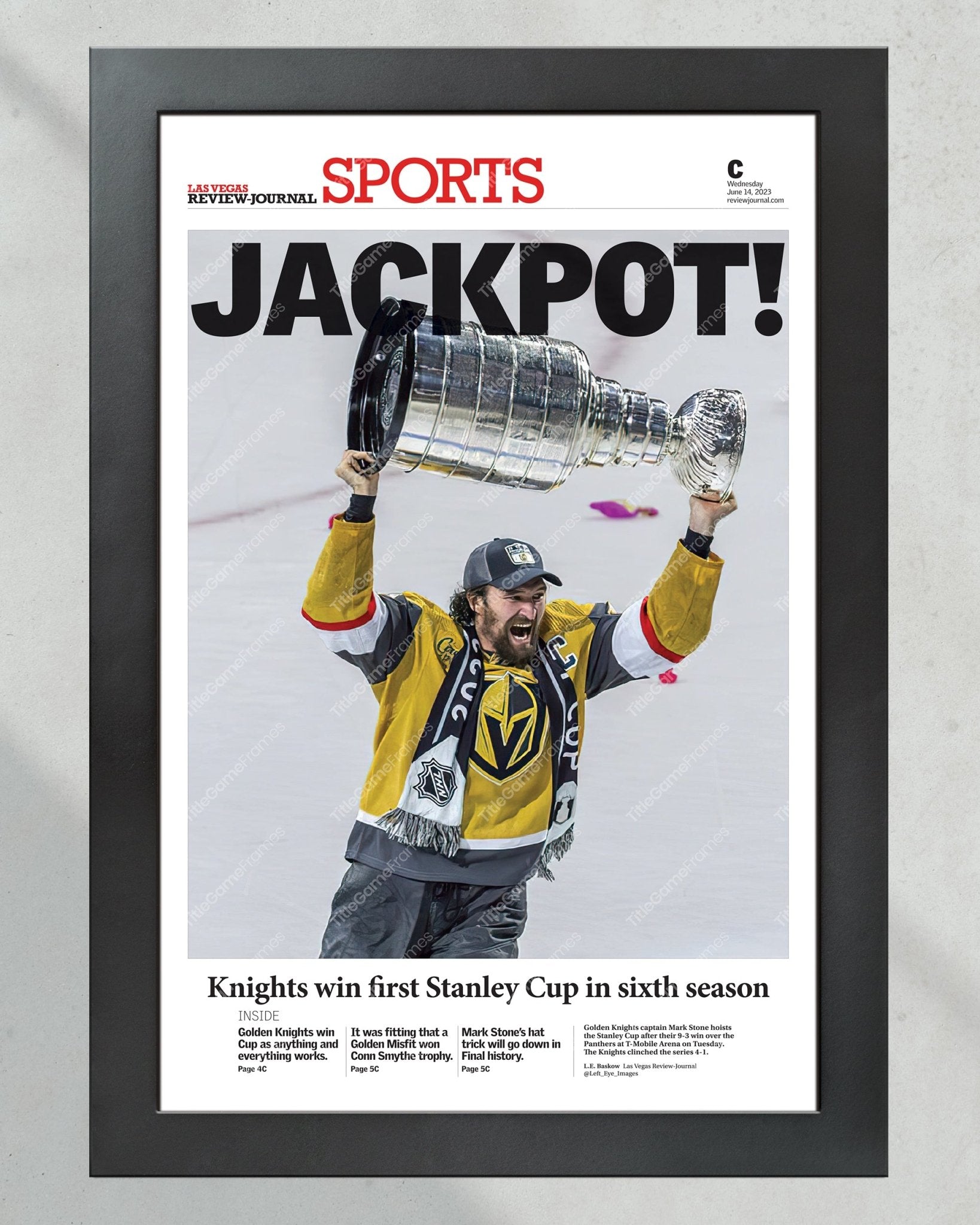 2023 Las Vegas Golden Knights 'JACKPOT!' Mark Stone Commemorative Newspaper - TitleGameFrames.com