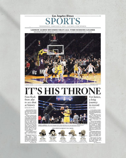 2023 LeBron James Breaks NBA All Time Scoring Record Framed Newspaper Print - Title Game Frames