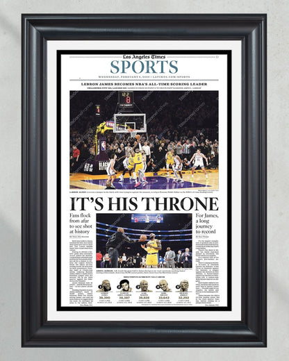 2023 LeBron James Breaks NBA All Time Scoring Record Framed Newspaper Print - Title Game Frames