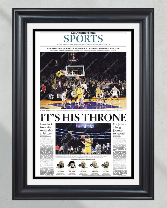2023 LeBron James Breaks NBA All Time Scoring Record Framed Newspaper Print - Title Game Frames