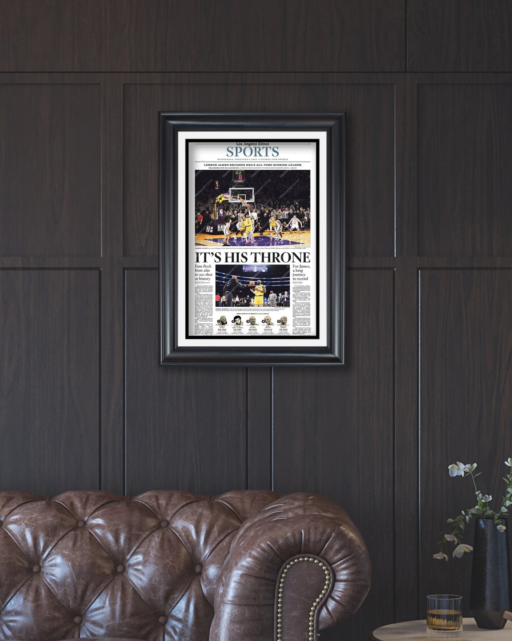 2023 LeBron James Breaks NBA All Time Scoring Record Framed Newspaper Print - Title Game Frames