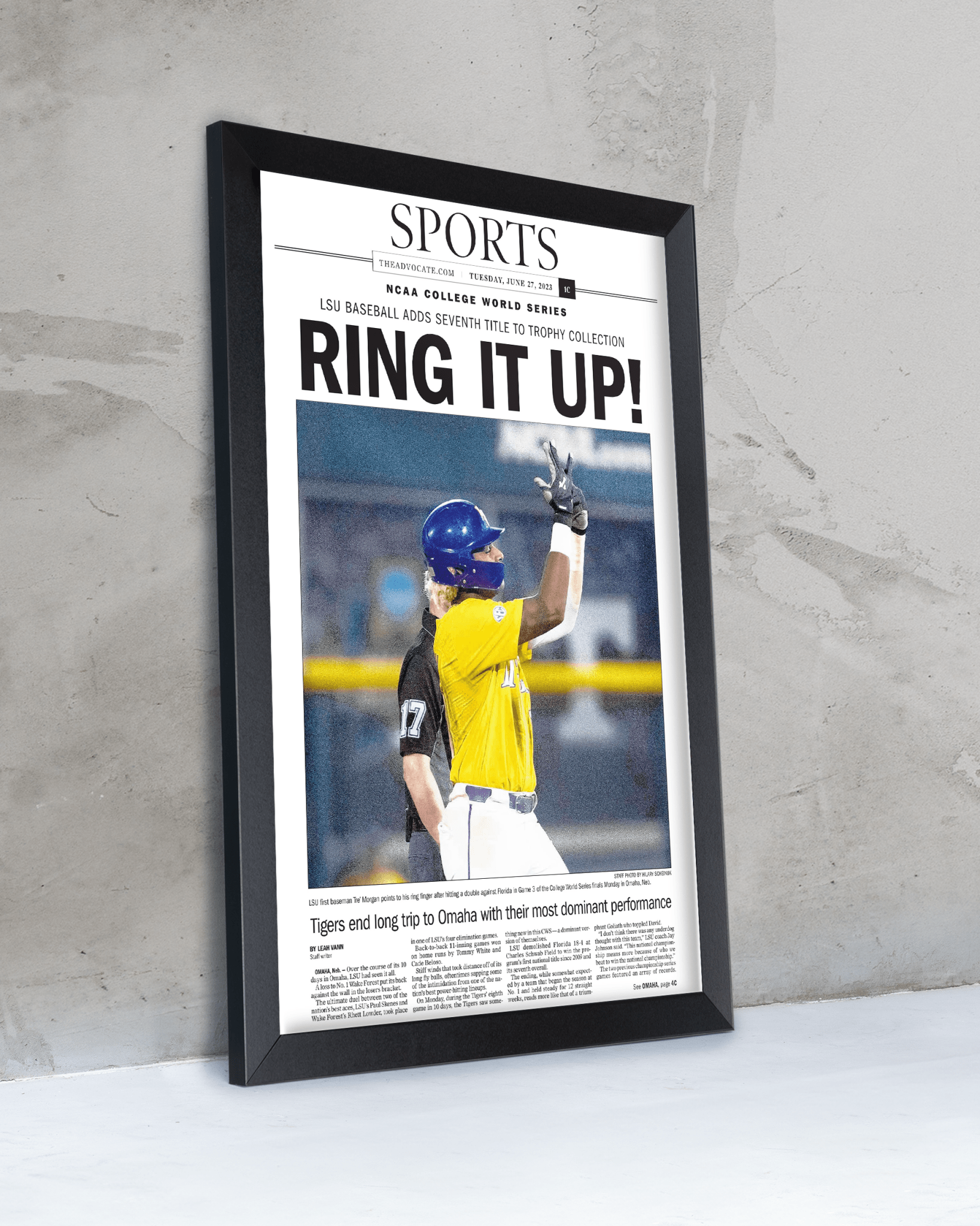 2023 LSU Tigers “Ring it Up!” College World Series Champions Commemorative Newspaper - TitleGameFrames.com