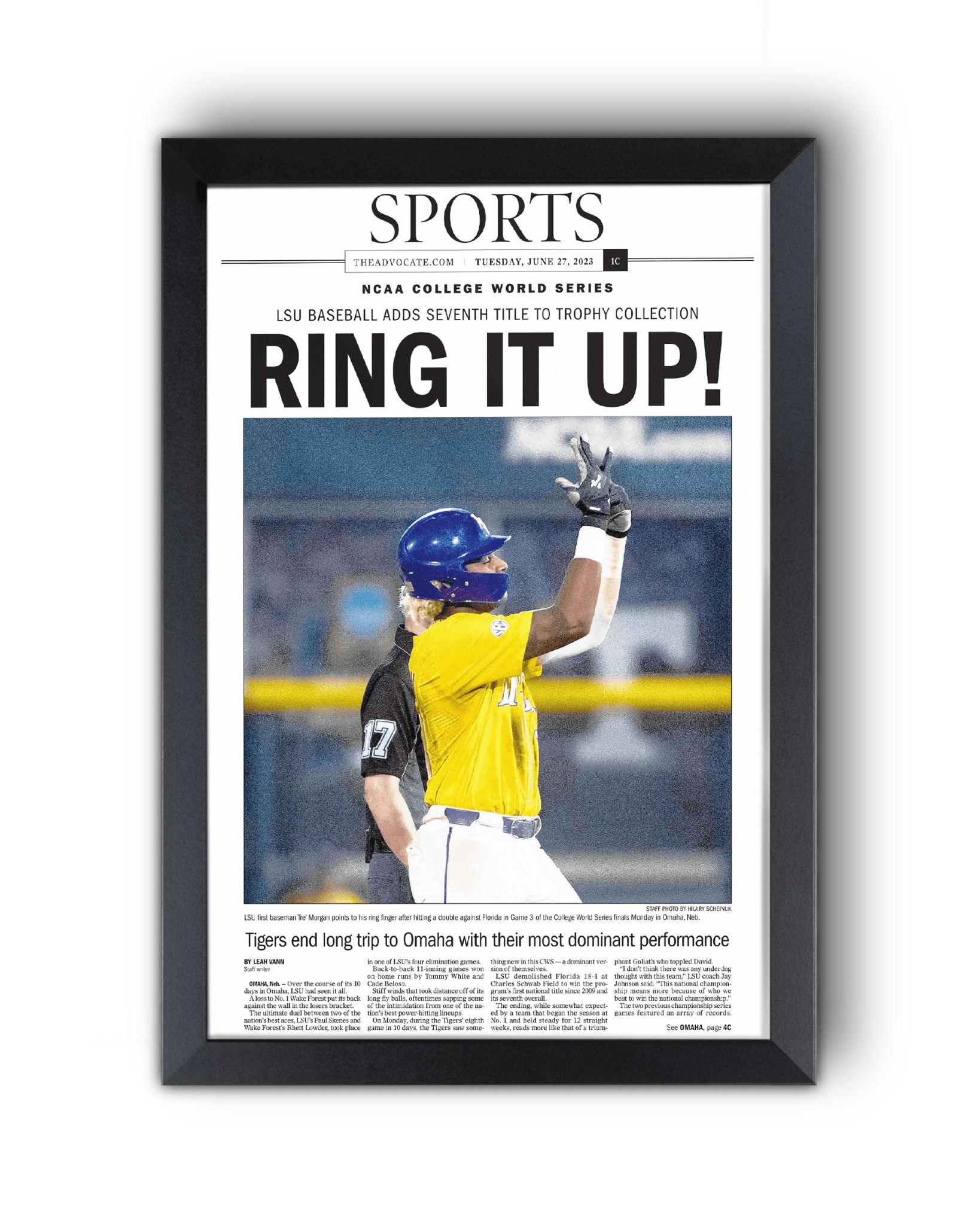 2023 LSU Tigers “Ring it Up!” College World Series Champions Commemorative Newspaper - TitleGameFrames.com
