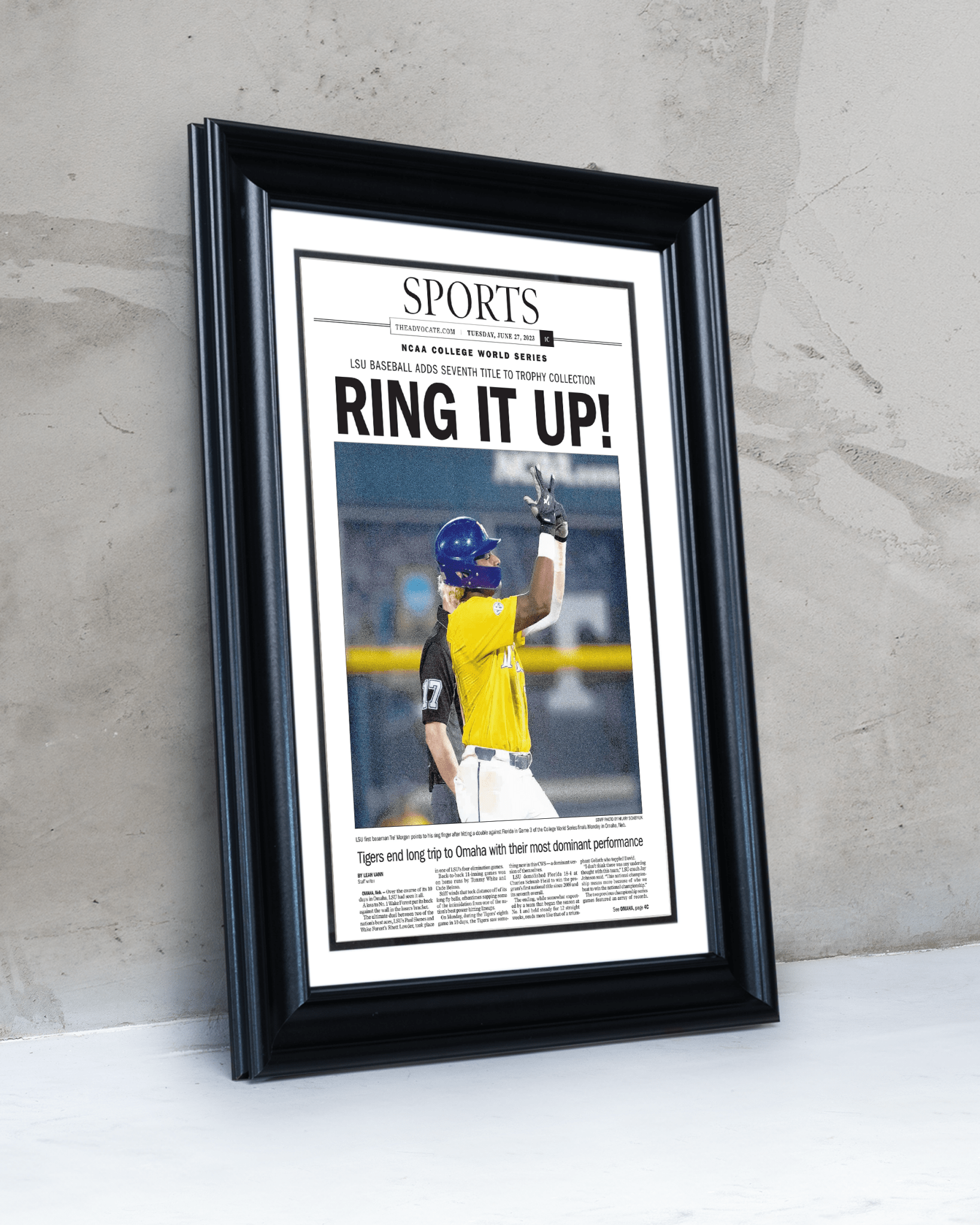 2023 LSU Tigers “Ring it Up!” College World Series Champions Commemorative Newspaper - TitleGameFrames.com