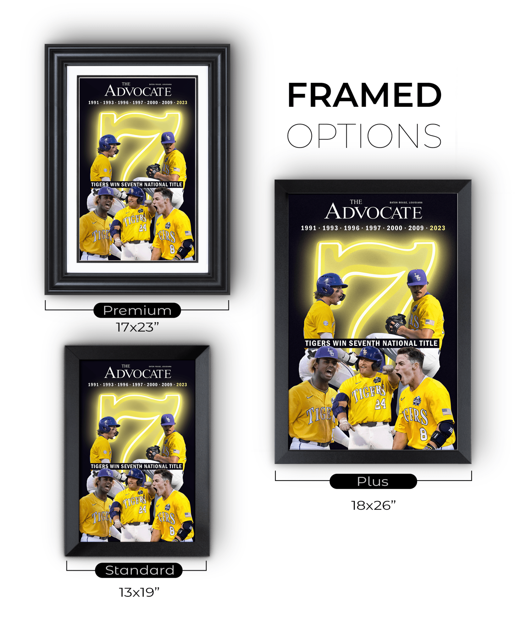 2023 LSU Tigers Stadium Edition of Seven National Championship Titles - TitleGameFrames.com