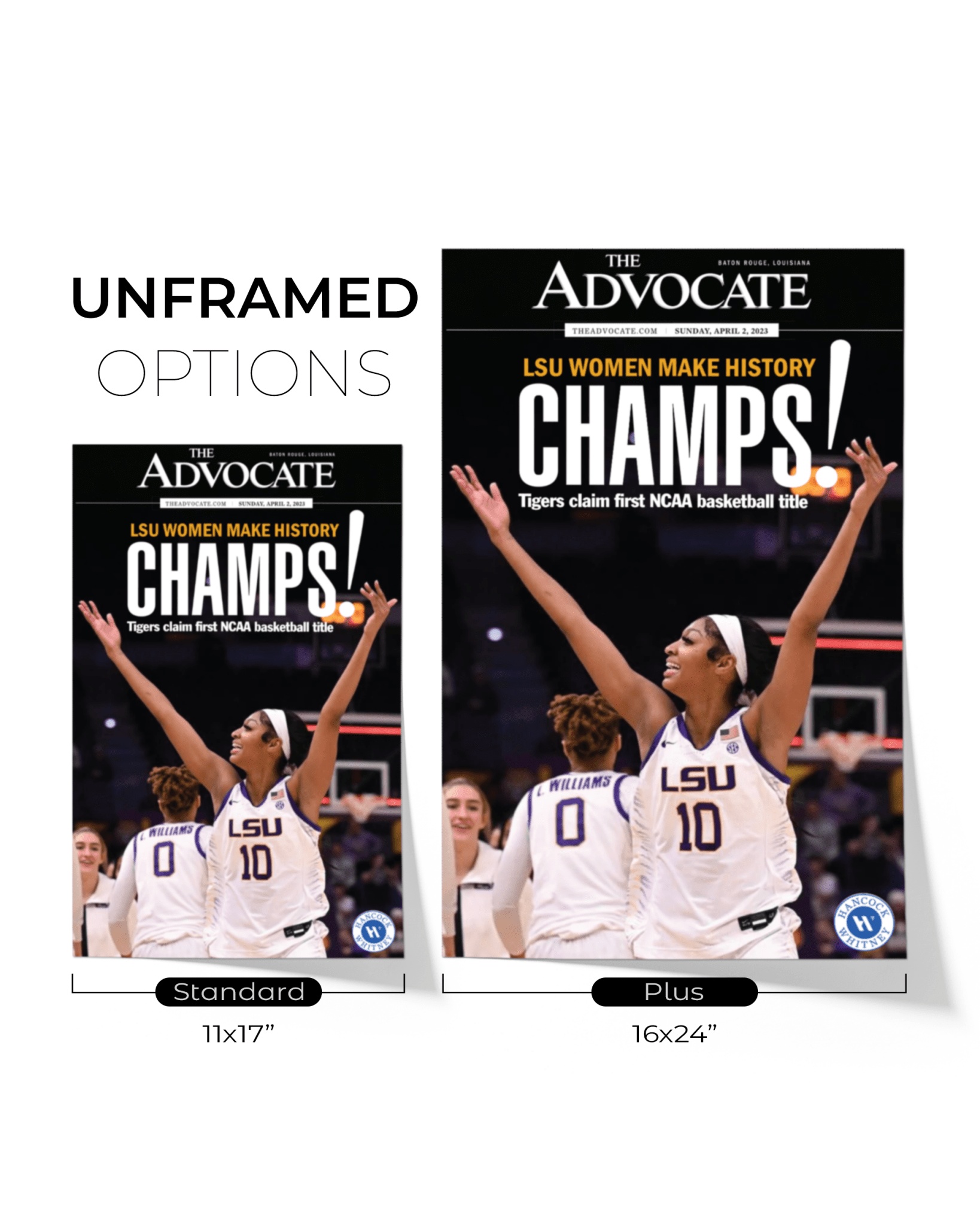 2023 LSU Tigers Women's National Champions Angel Reese "CHAMPS!" Framed Front Page Newspaper - TitleGameFrames.com
