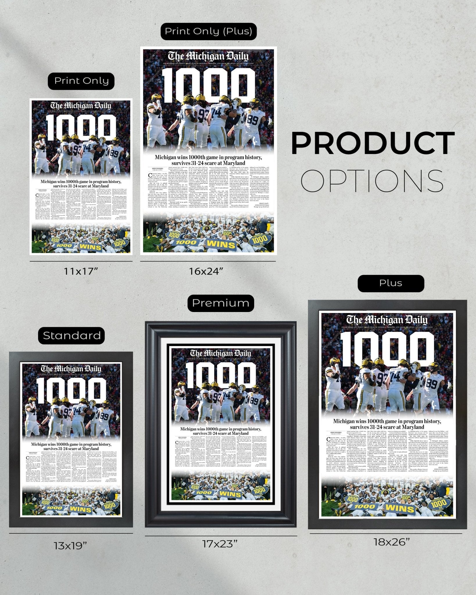 2023 Michigan Wolverines 1000th Win - Commemorative Framed Print - TitleGameFrames.com