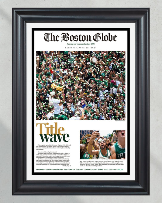 2024 Boston Celtics NBA Champions 'Title Wave' Parade Framed Newspaper - TitleGameFrames.com