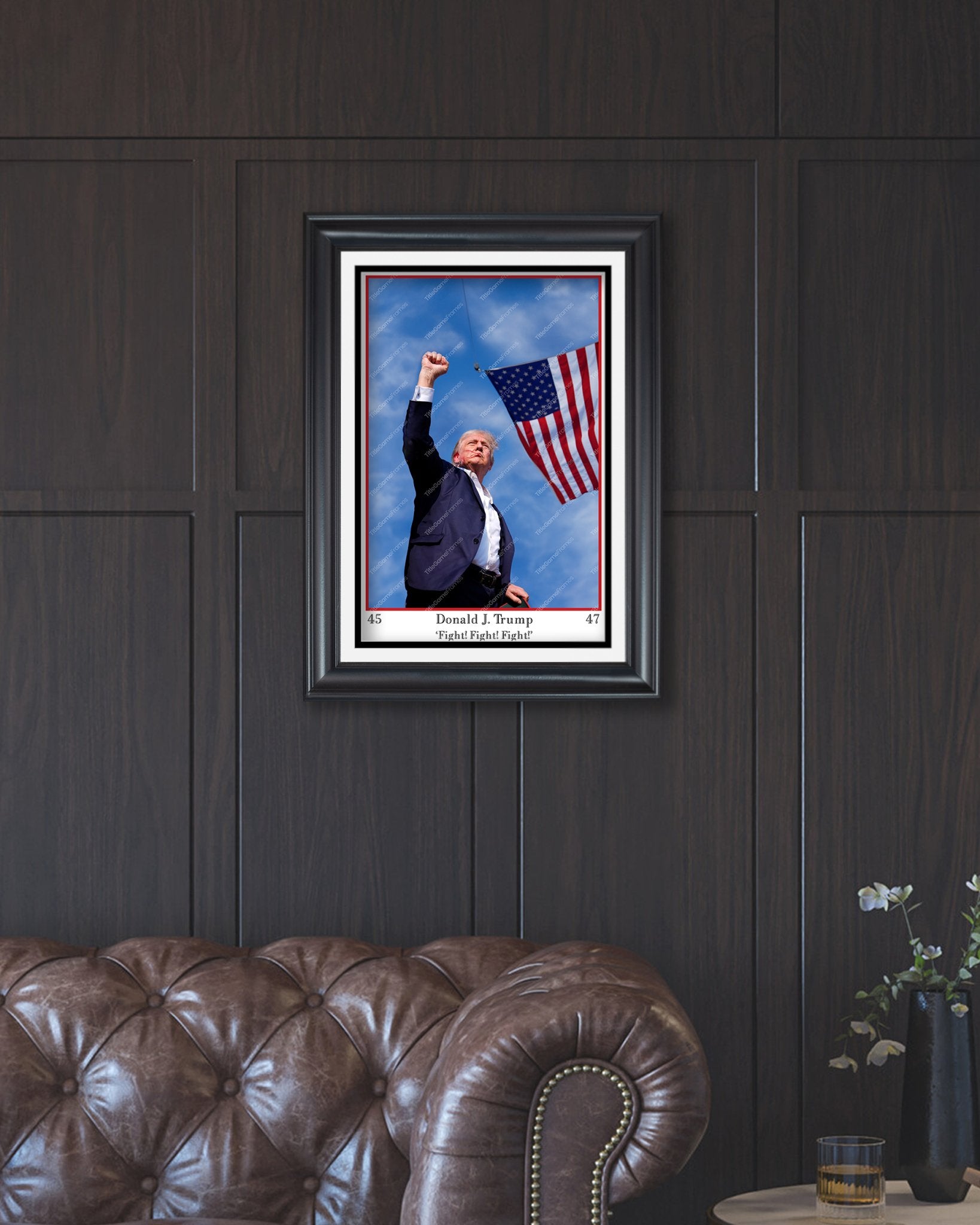 2024 Donald Trump Shot "Fight Fight Fight" Framed Portrait Photo - Title Game Frames
