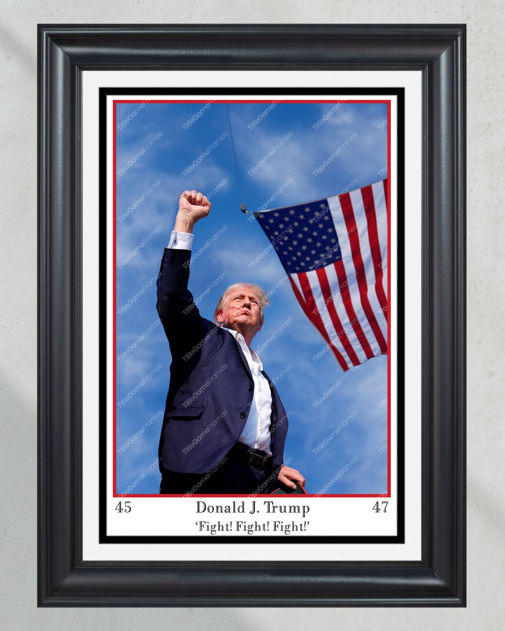 2024 Donald Trump Shot "Fight Fight Fight" Framed Portrait Photo - Title Game Frames