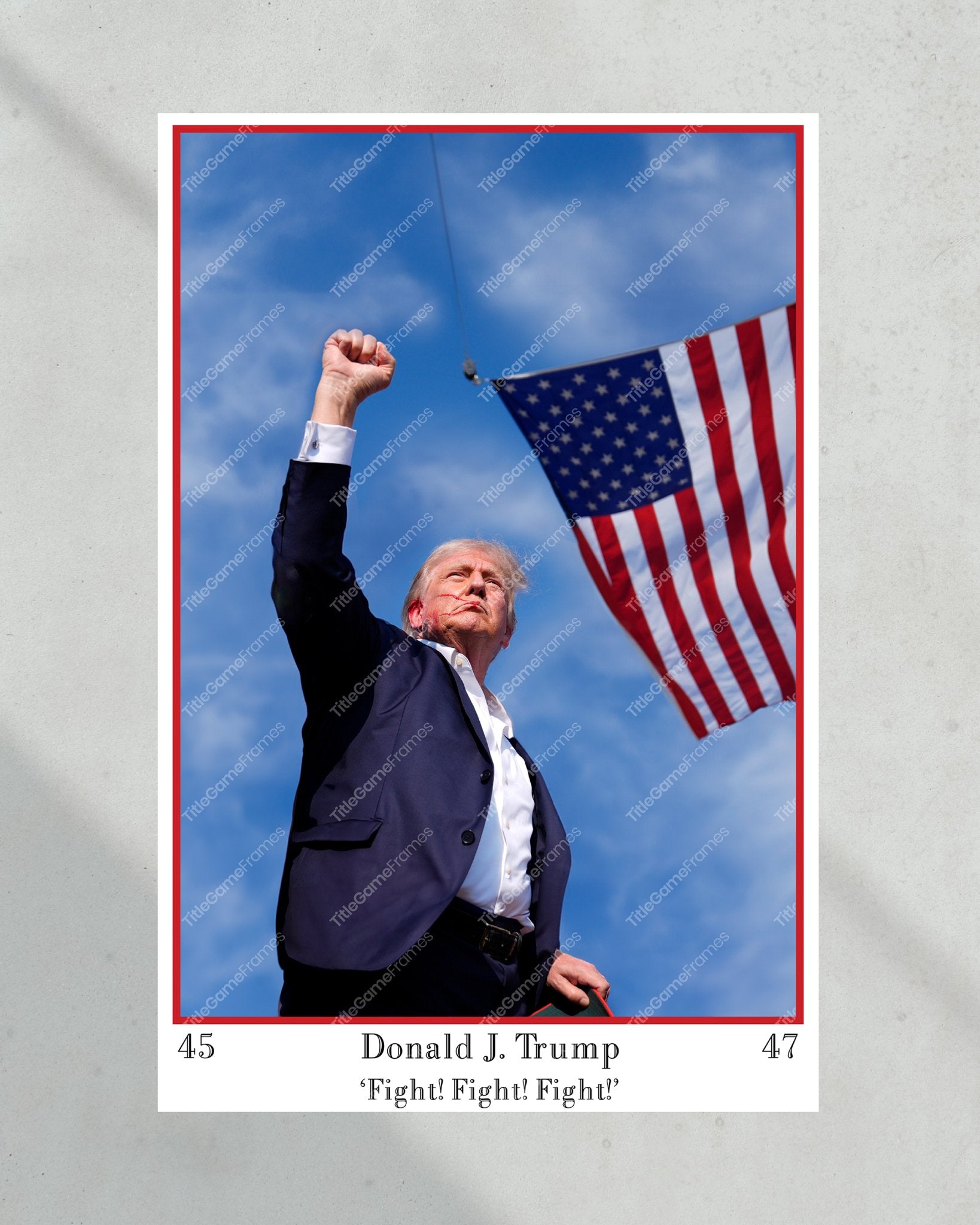 2024 Donald Trump Shot "Fight Fight Fight" Framed Portrait Photo - Title Game Frames