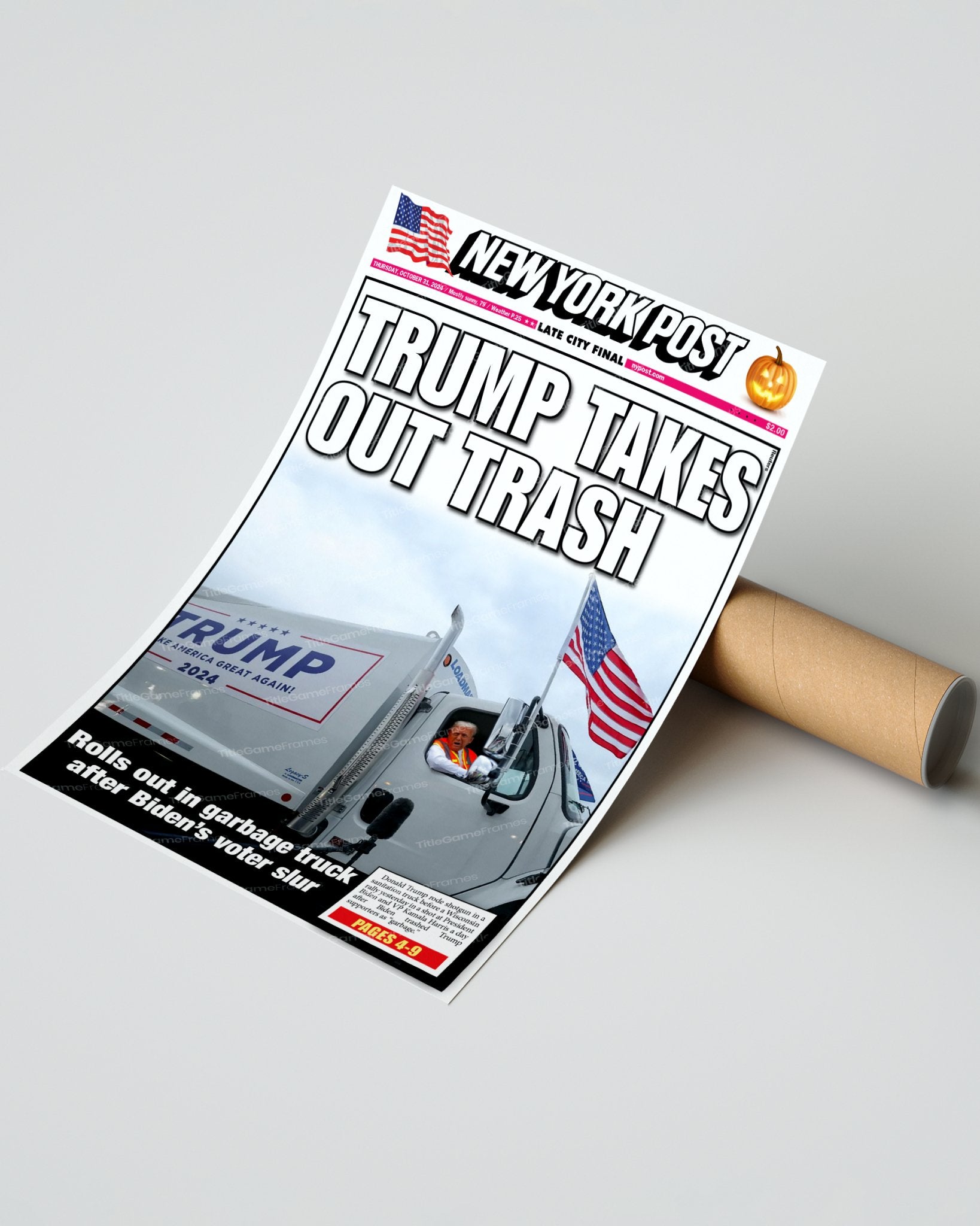 2024 Donald Trump 'Takes out Trash' NY Post Framed Newspaper - Title Game Frames
