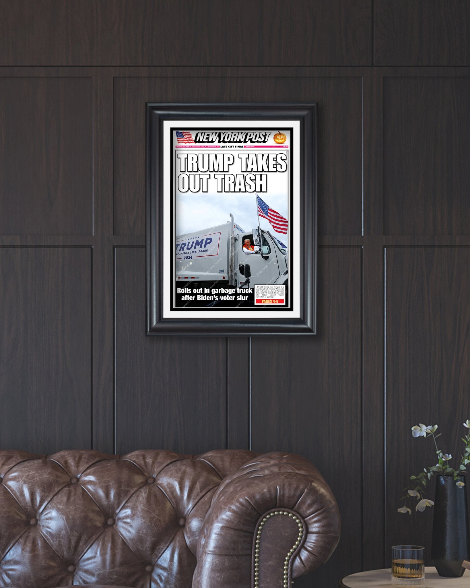 2024 Donald Trump 'Takes out Trash' NY Post Framed Newspaper - Title Game Frames