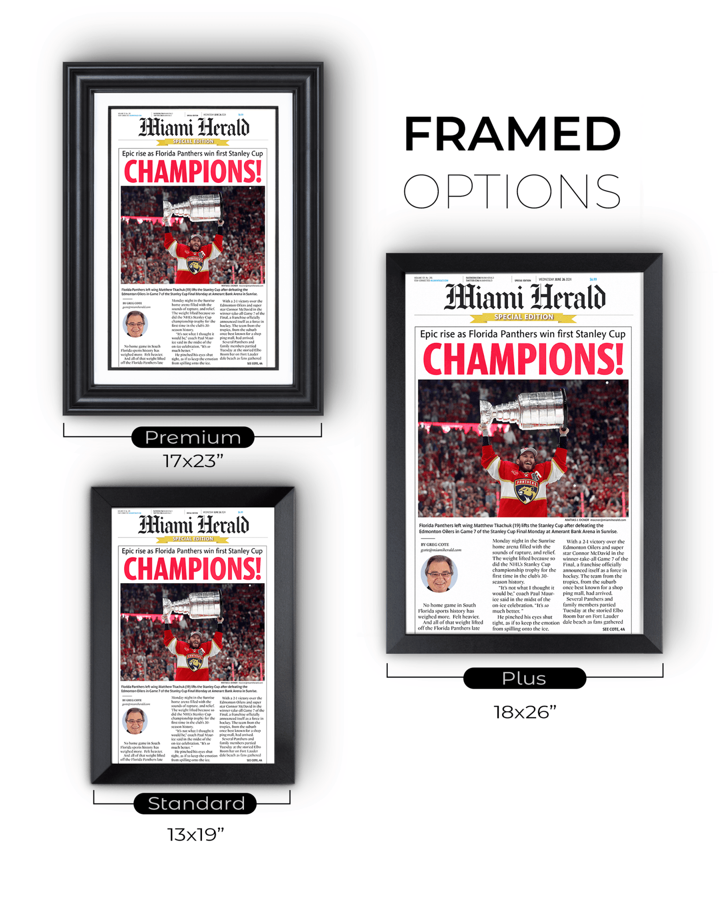 2024 Florida Panthers Stanley Cup "CHAMPIONS!" Special Edition Newspaper - TitleGameFrames.com