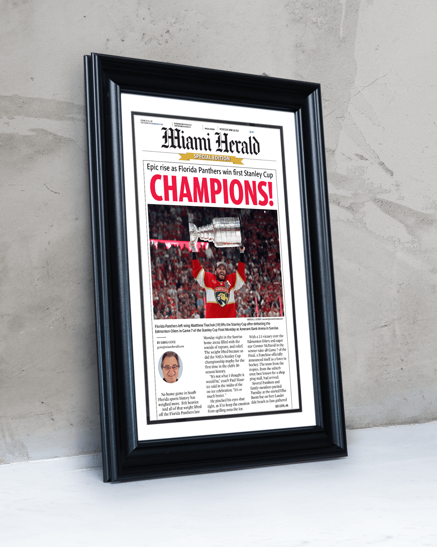 2024 Florida Panthers Stanley Cup "CHAMPIONS!" Special Edition Newspaper - TitleGameFrames.com