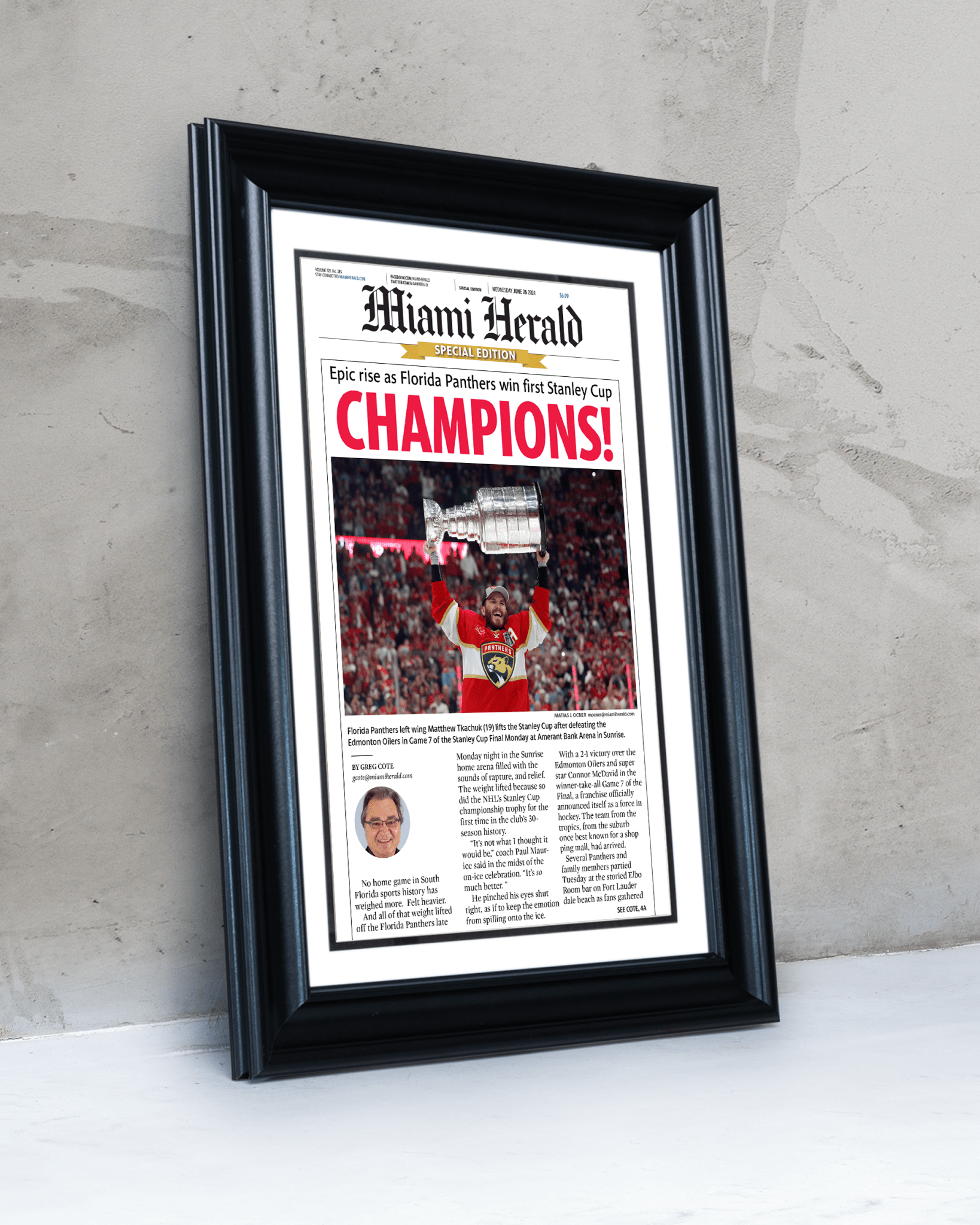 2024 Florida Panthers Stanley Cup "CHAMPIONS!" Special Edition Newspaper - TitleGameFrames.com